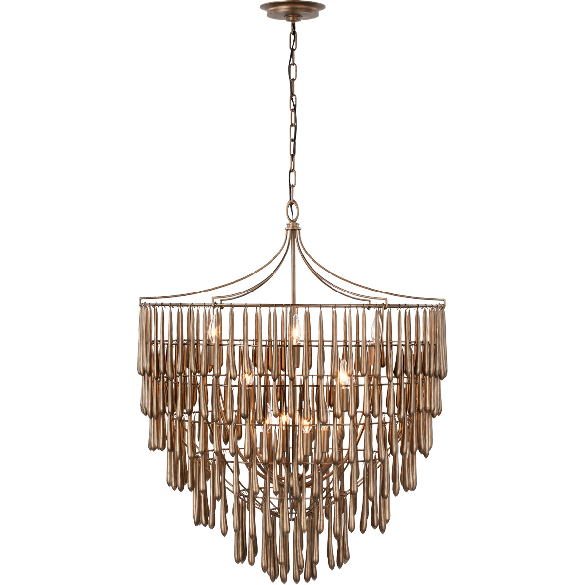Julie Neill Vacarro LED 32.25 inch Antique Bronze Leaf Chandelier Ceiling Light, Large