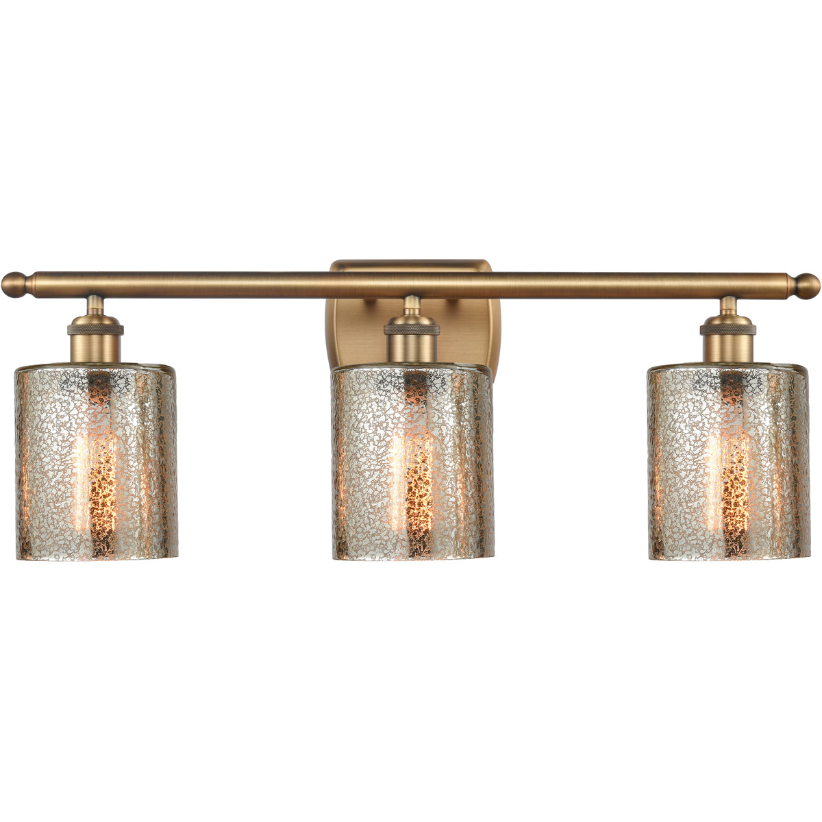 Ballston Cobbleskill 3 Light 26 inch Brushed Brass Bath Vanity Light Wall Light in Mercury Glass, Ballston
