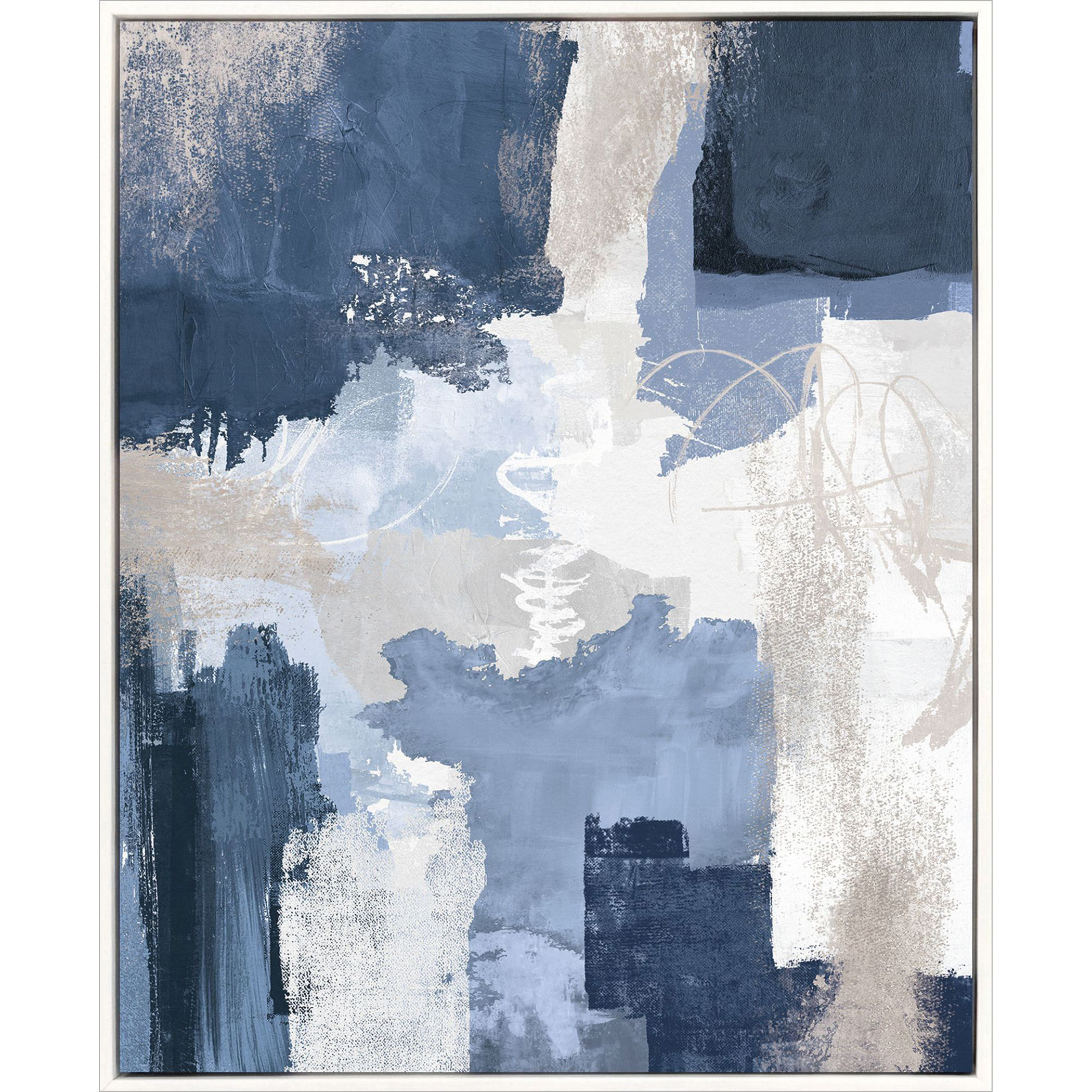 Peaceful Moment Blue and Gray and White Canvas