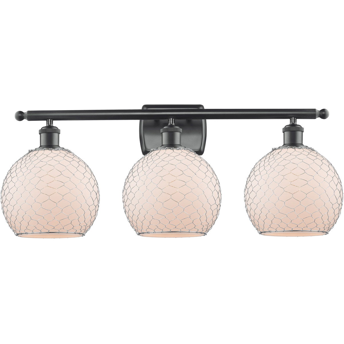 Ballston Farmhouse Chicken Wire 3 Light 26 inch Matte Black Bath Vanity Light Wall Light, Ballston