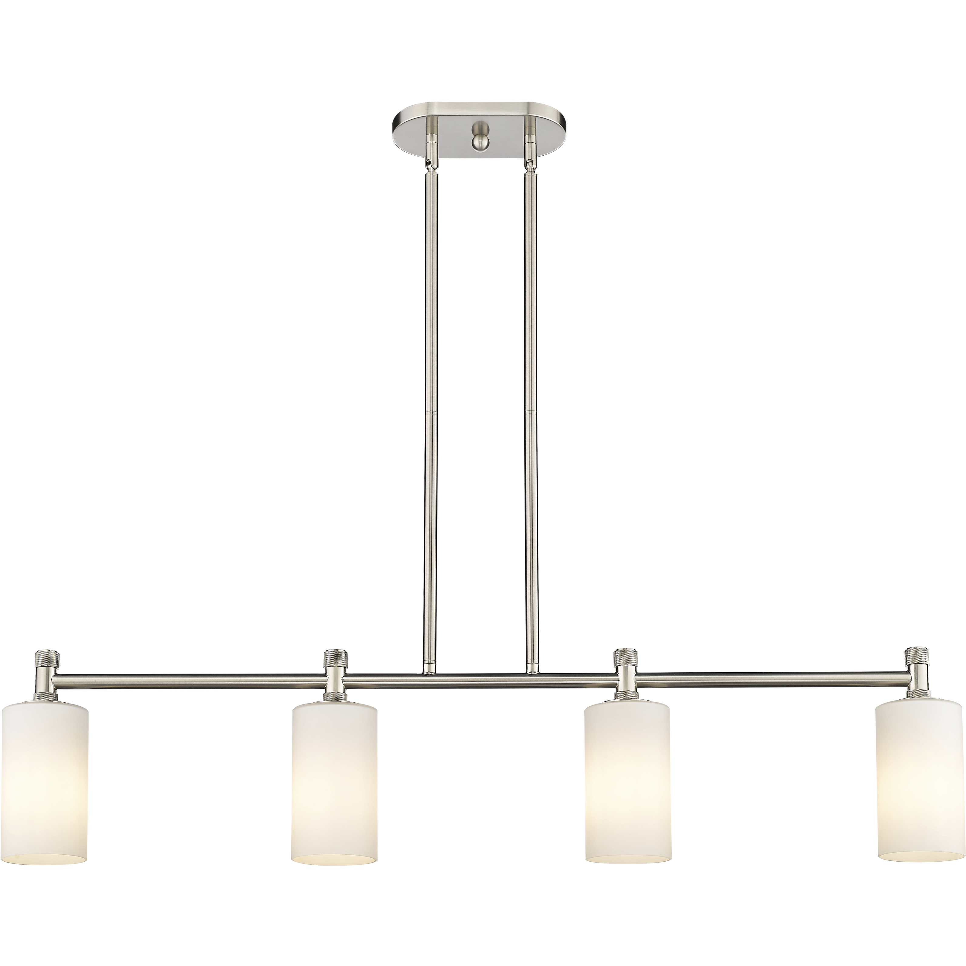 Downtown Urban Crown Point Island Light Ceiling Light in Satin Nickel, Matte White