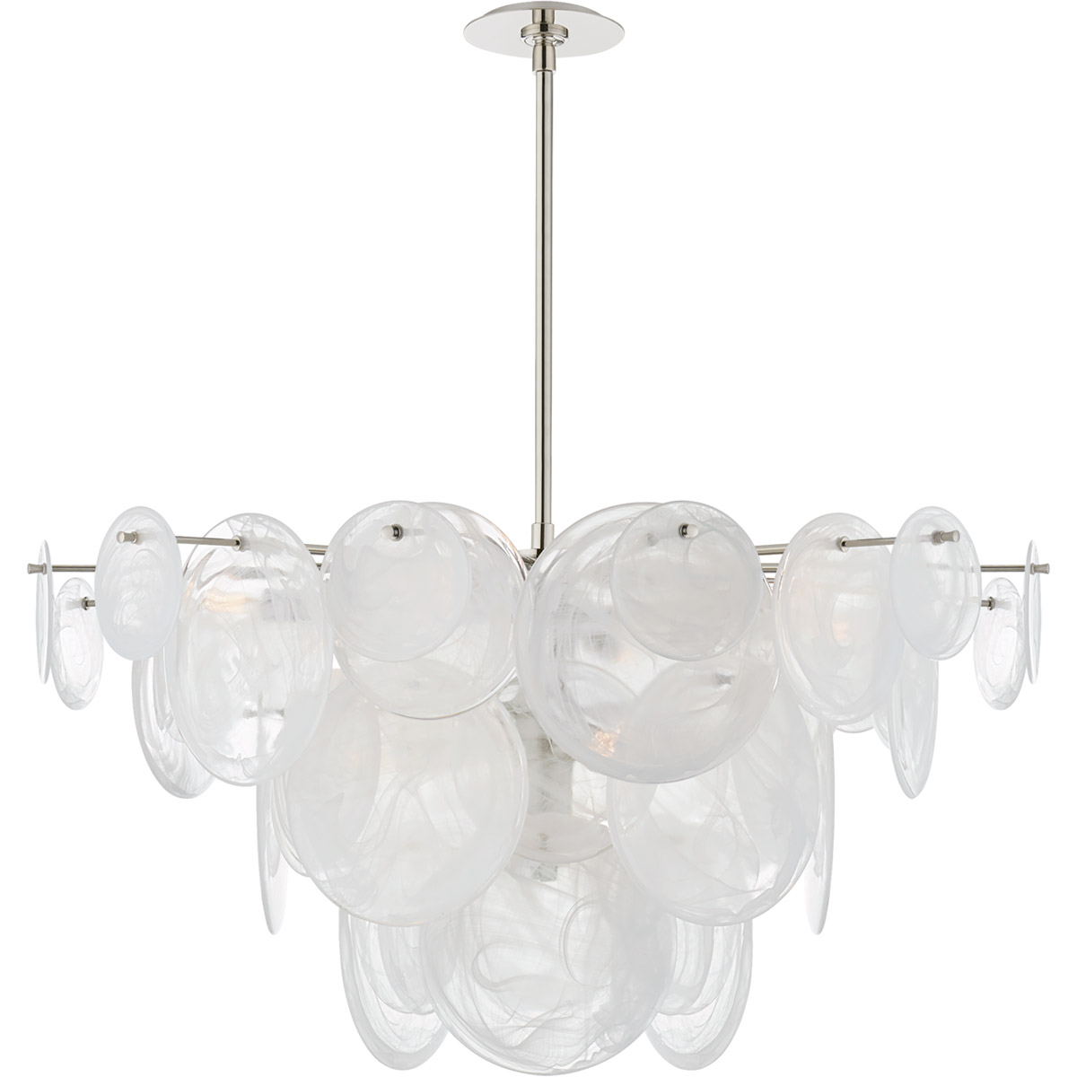 AERIN Loire 9 Light 37.25 inch Polished Nickel Chandelier Ceiling Light in White Strie Glass, Large