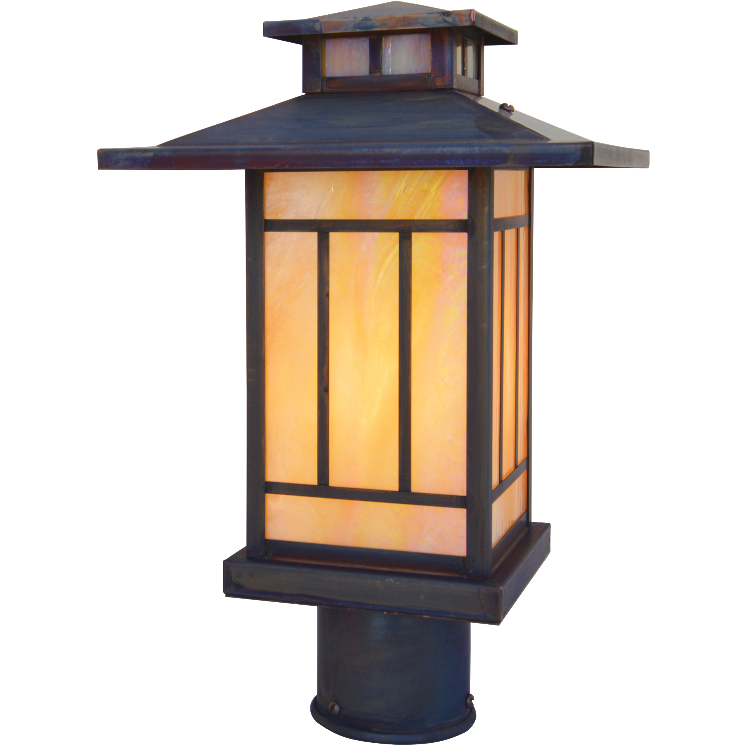 Kennebec 1 Light 11.25 inch Rustic Brown Post Mount in White Opalescent