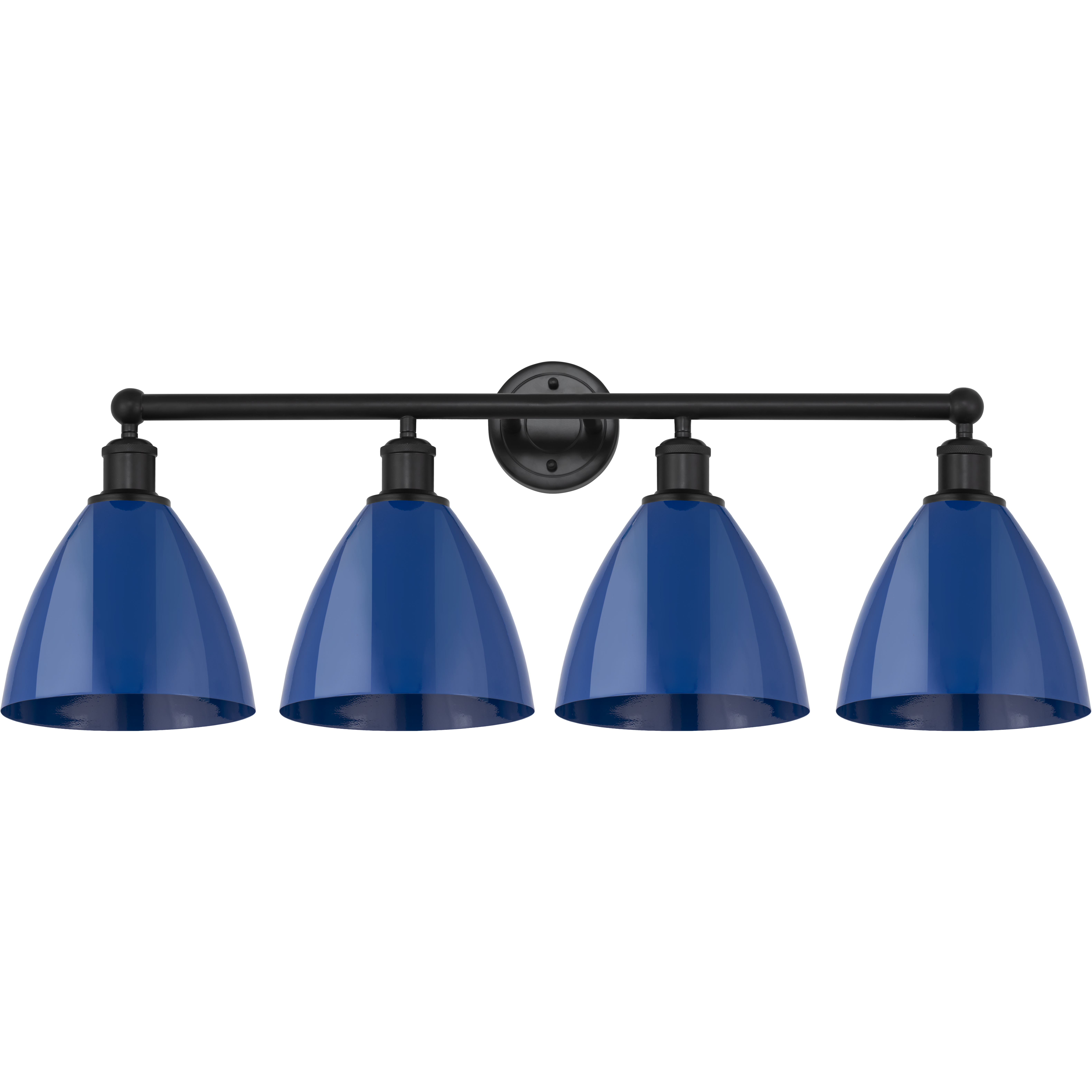 Edison Plymouth Dome 4 Light 35 inch Matte Black Bath Vanity Light Wall Light in Blue