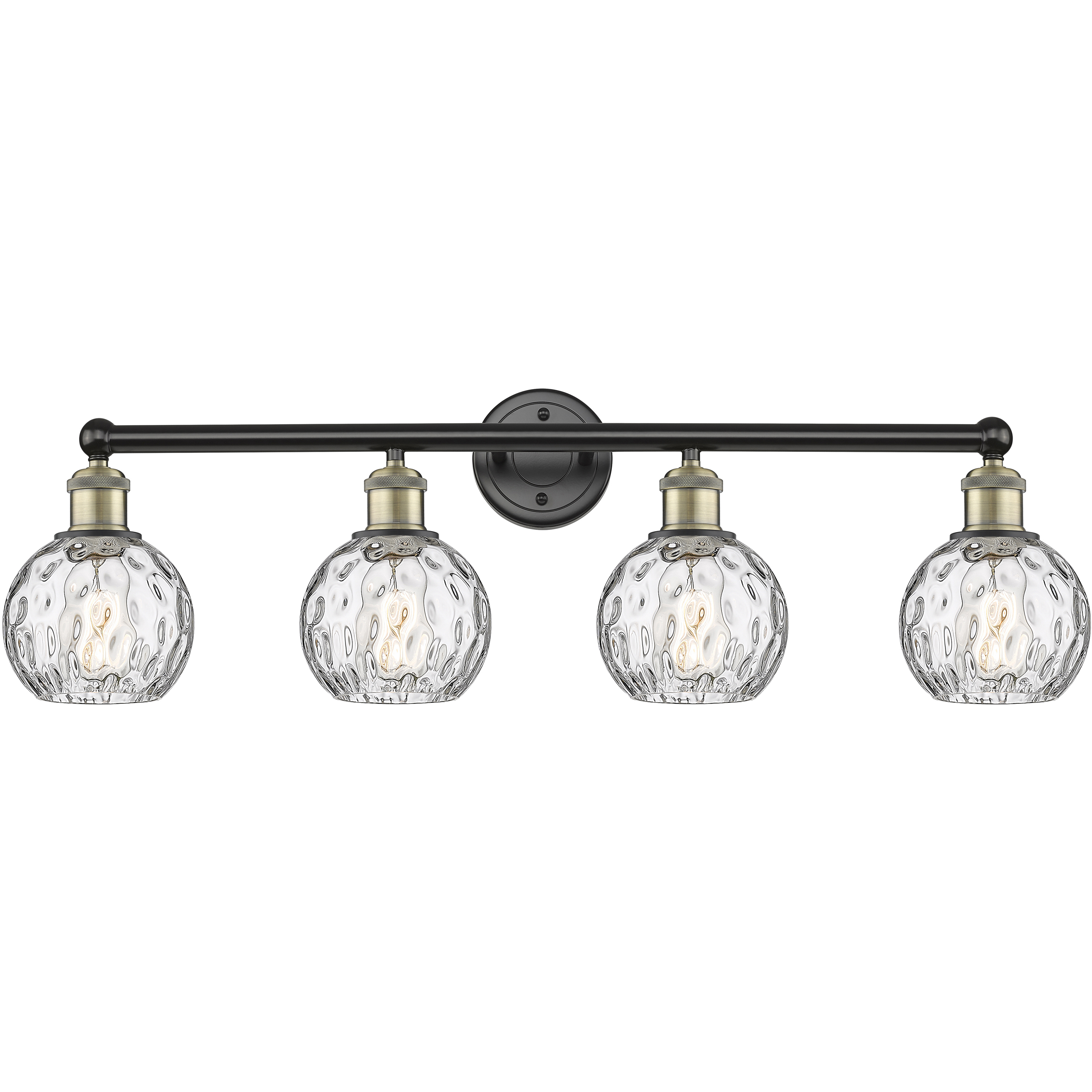 Athens Water Glass 4 Light 33 inch Black Antique Brass Bath Vanity Light Wall Light