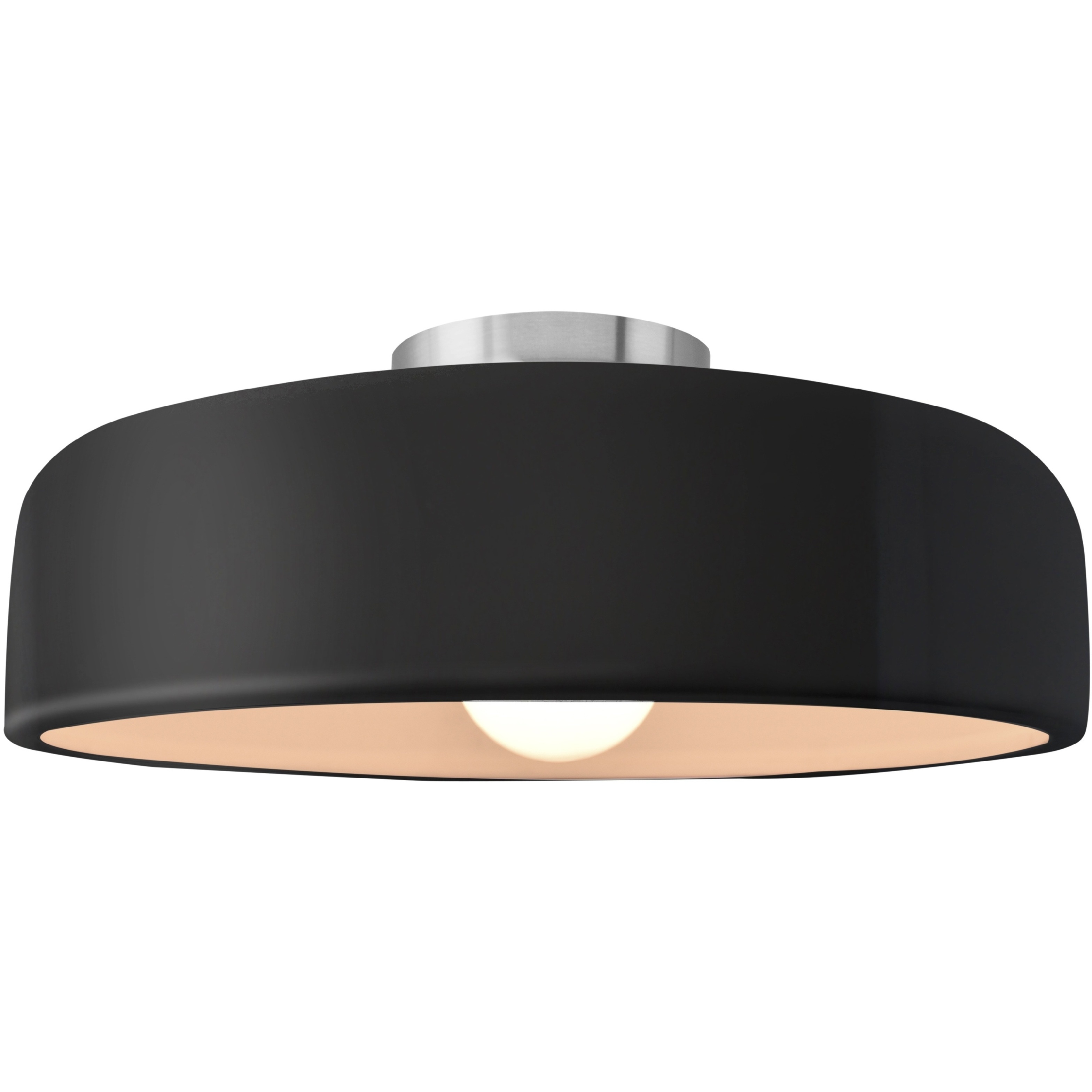 Radiance Collection - Spire 1 Light 16 inch Gloss Black and Matte White and Brushed Nickel Semi-Flush Ceiling Light in Replaceable Bulb, Gloss Black/Matte White, 16W x 6.5H, Form+Finish+Function