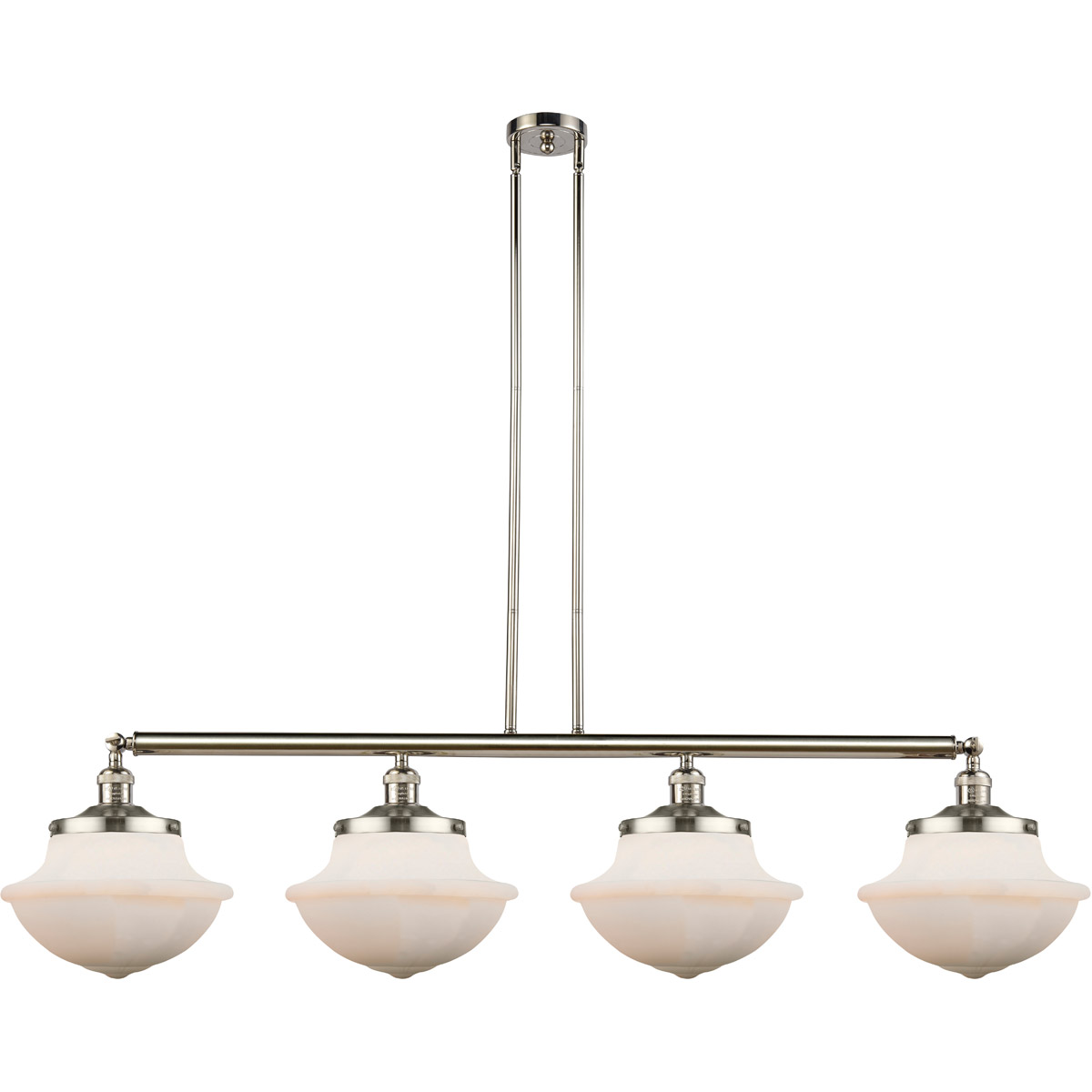 Franklin Restoration Large Oxford LED 54 inch Polished Nickel Island Light Ceiling Light in Matte White Glass, Franklin Restoration