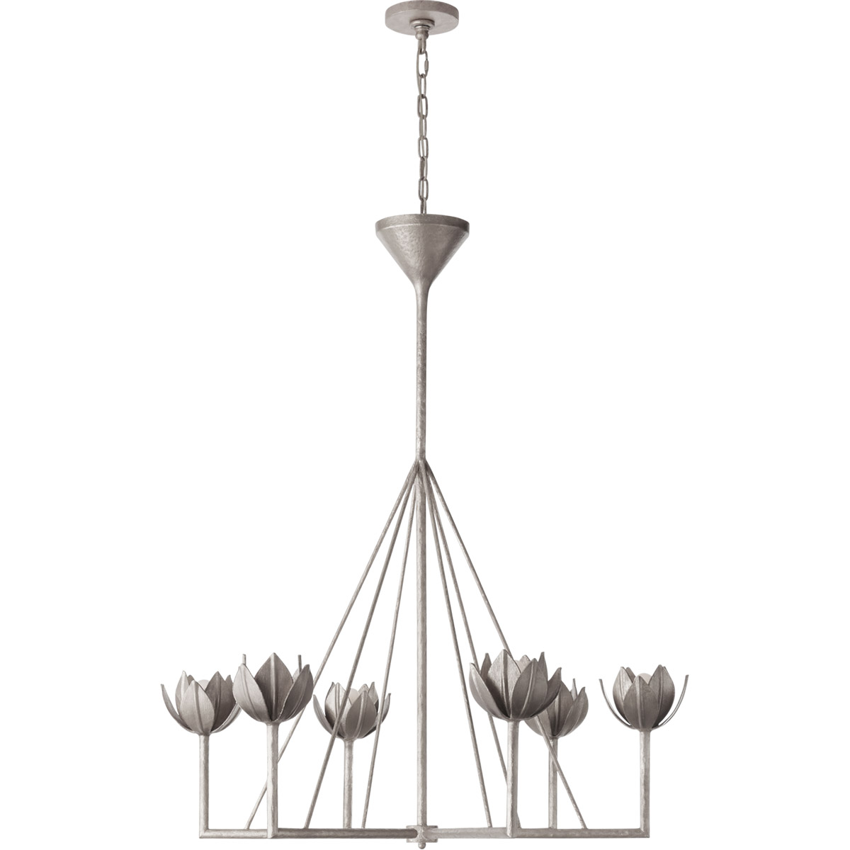 Julie Neill Alberto 6 Light 40 inch Burnished Silver Leaf Single Tier Chandelier Ceiling Light, Large