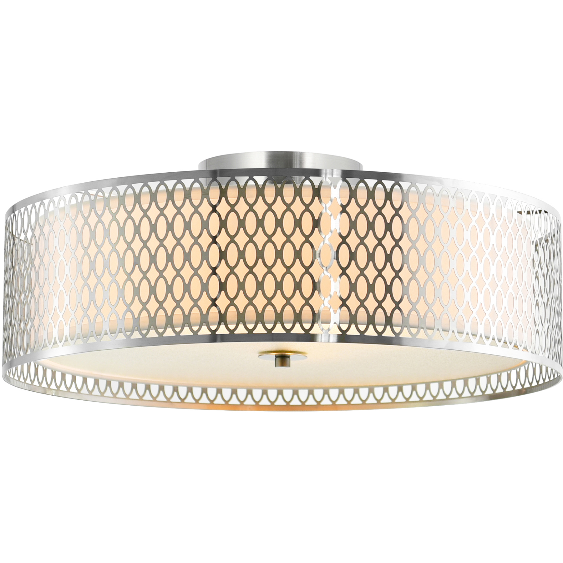 Mikayla 5 Light 22 inch Satin Nickel Drum Shade Flush Mount Ceiling Light