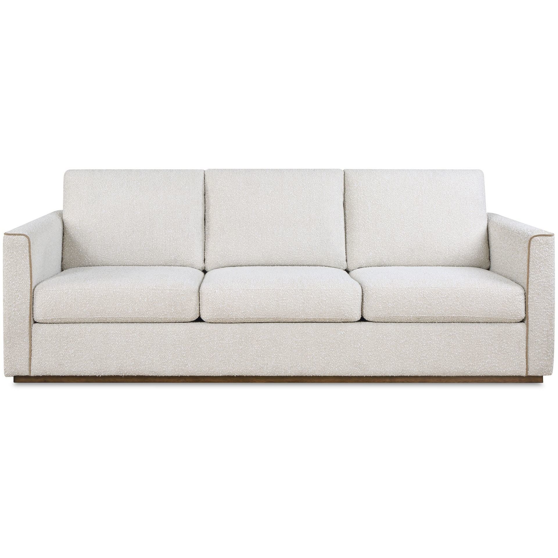 Lorien Dark Walnut and Cream Boucle and Oatmeal Sofa