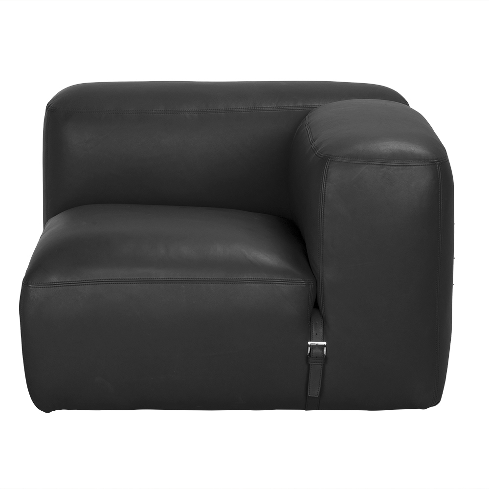 Augustus Santosa Matte Black Modular Sofa, Right Corner
