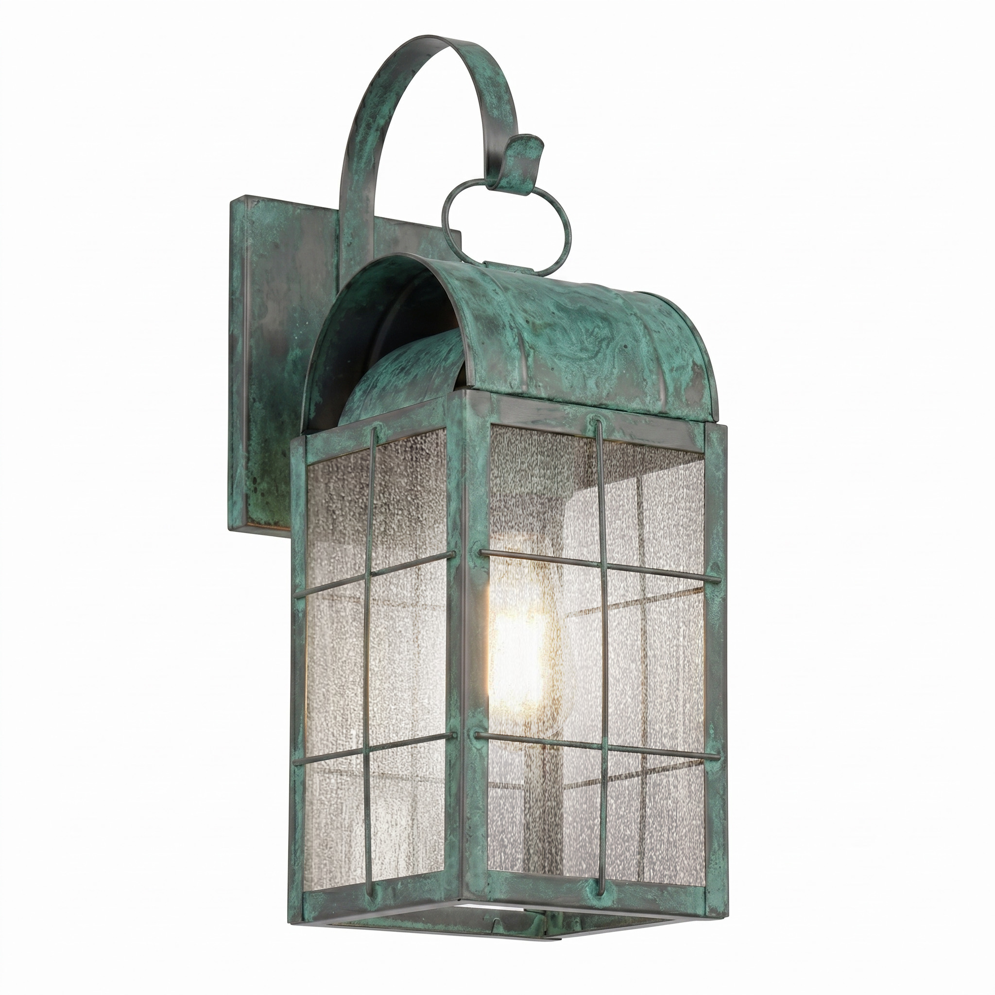 Durham 1 Light 15 inch Verde Green Outdoor Sconce in Seedy Glass, Brass Traditions by Innovations Lighting