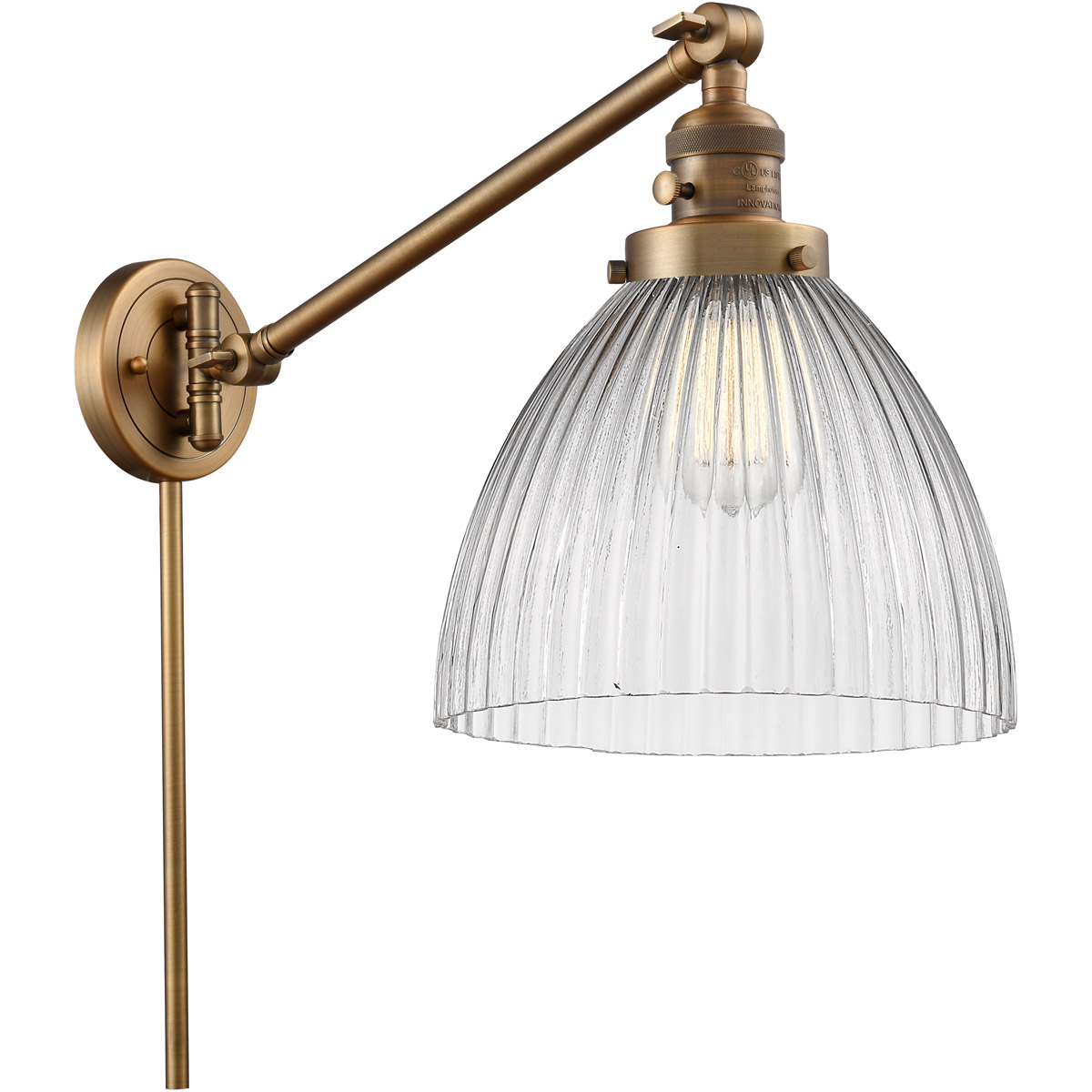 Seneca Falls 18 inch 3.50 watt Brushed Brass Swing Arm Wall Light, Franklin Restoration