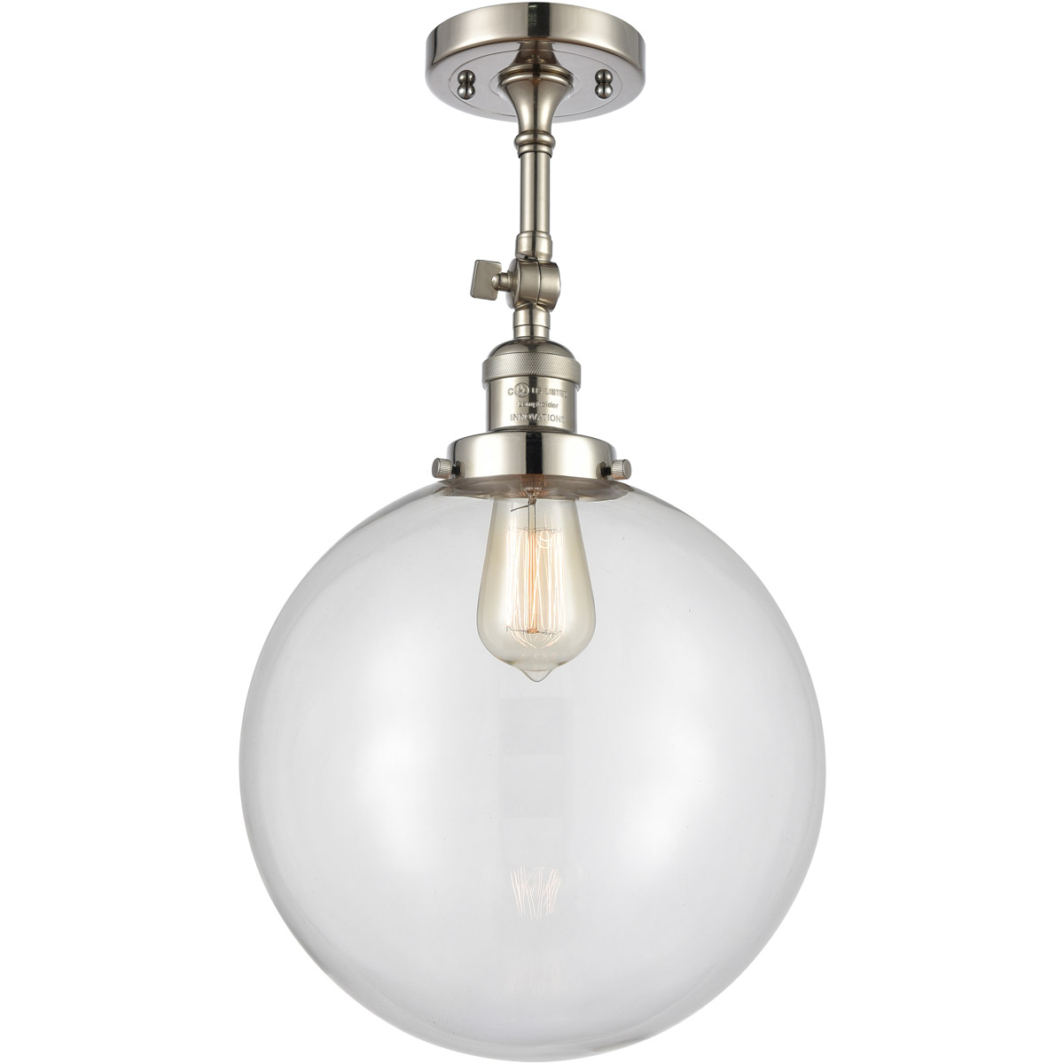 Franklin Restoration XX-Large Beacon LED 12 inch Polished Nickel Semi-Flush Mount Ceiling Light in Clear Glass, Franklin Restoration