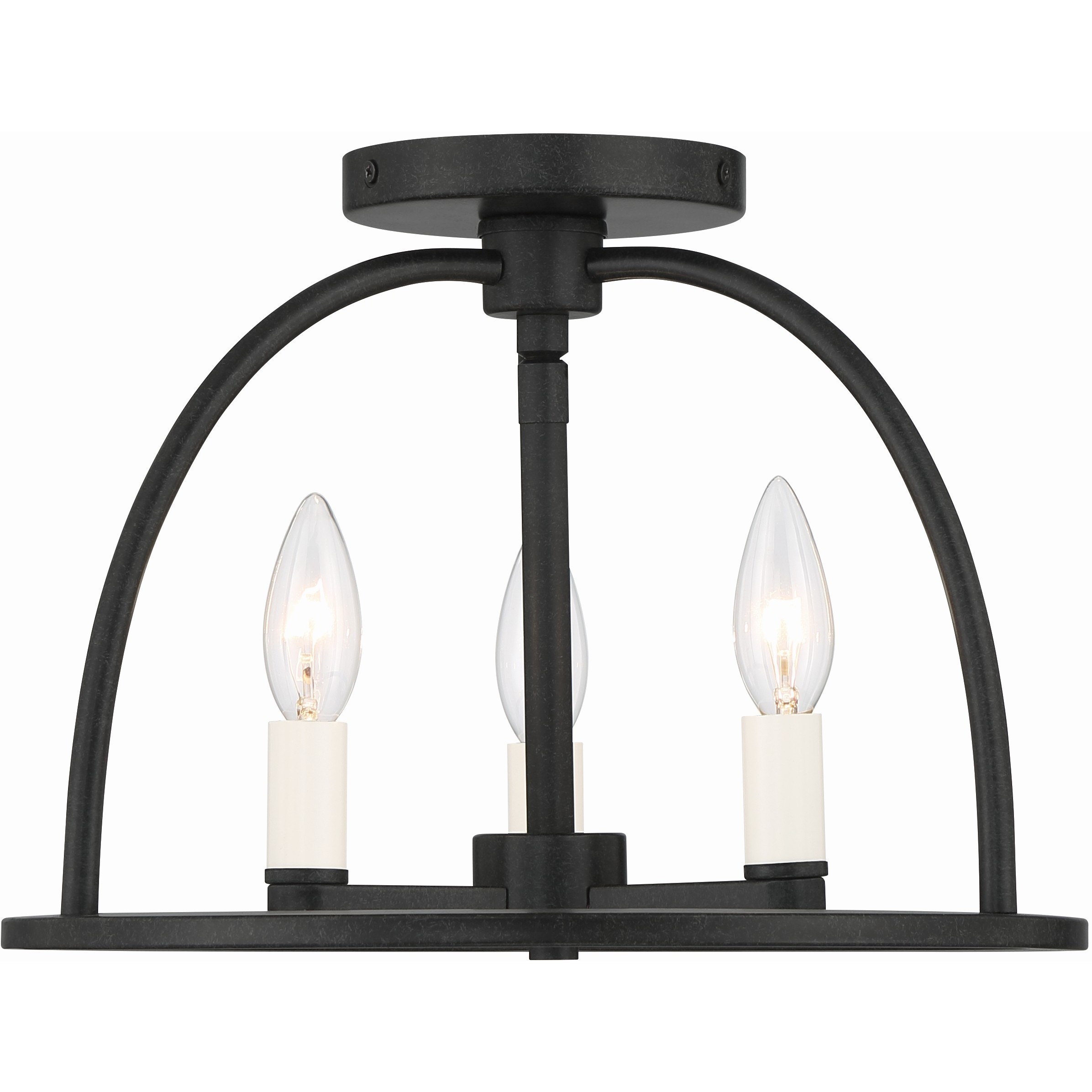 Abbott 3 Light 13.75 inch Black Semi Flush Ceiling Light