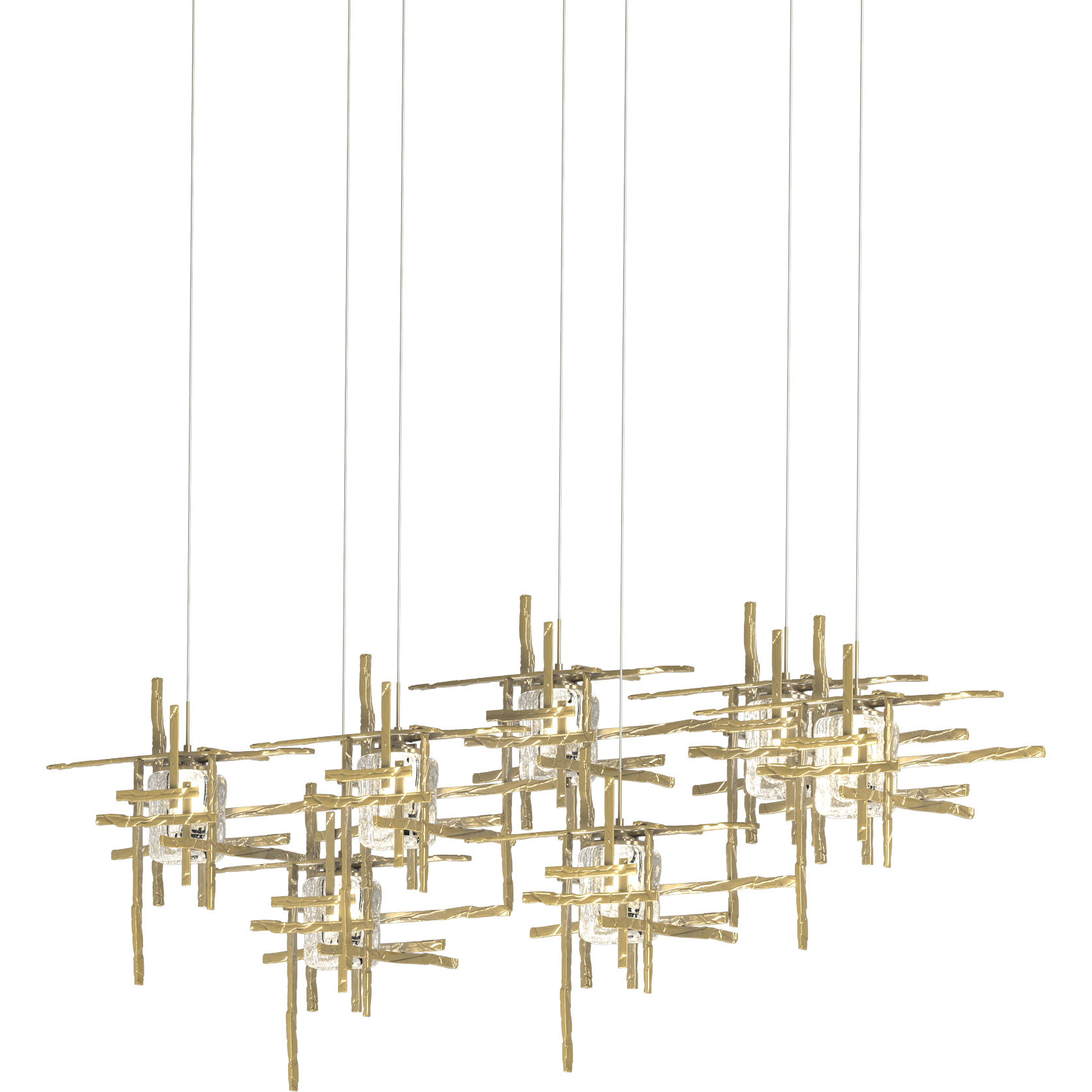 Tura 7 Light 53.6 inch Modern Brass Pendant Ceiling Light, Long