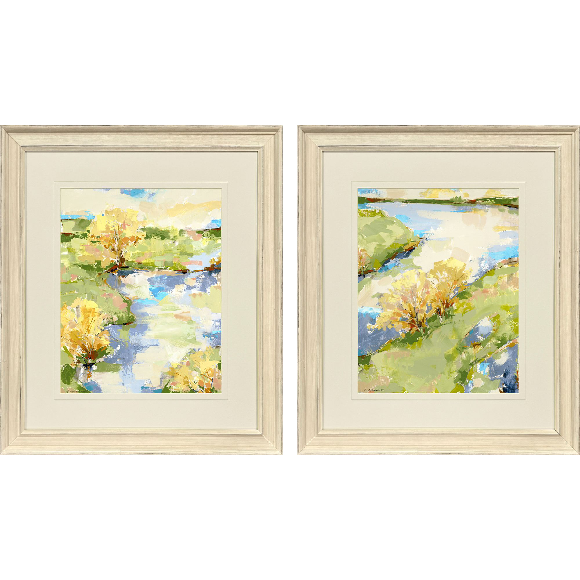 Airy Green and Blue and Yellow Framed Art