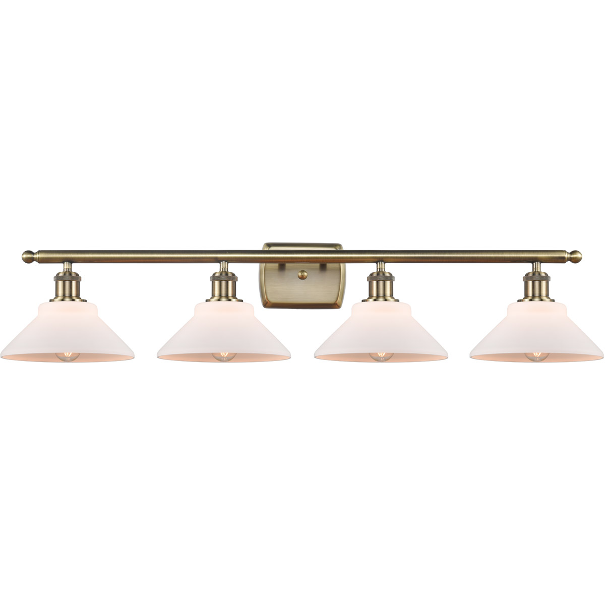 Ballston Orwell 4 Light 36 inch Antique Brass Bath Vanity Light Wall Light in Incandescent, Matte White Glass, Ballston
