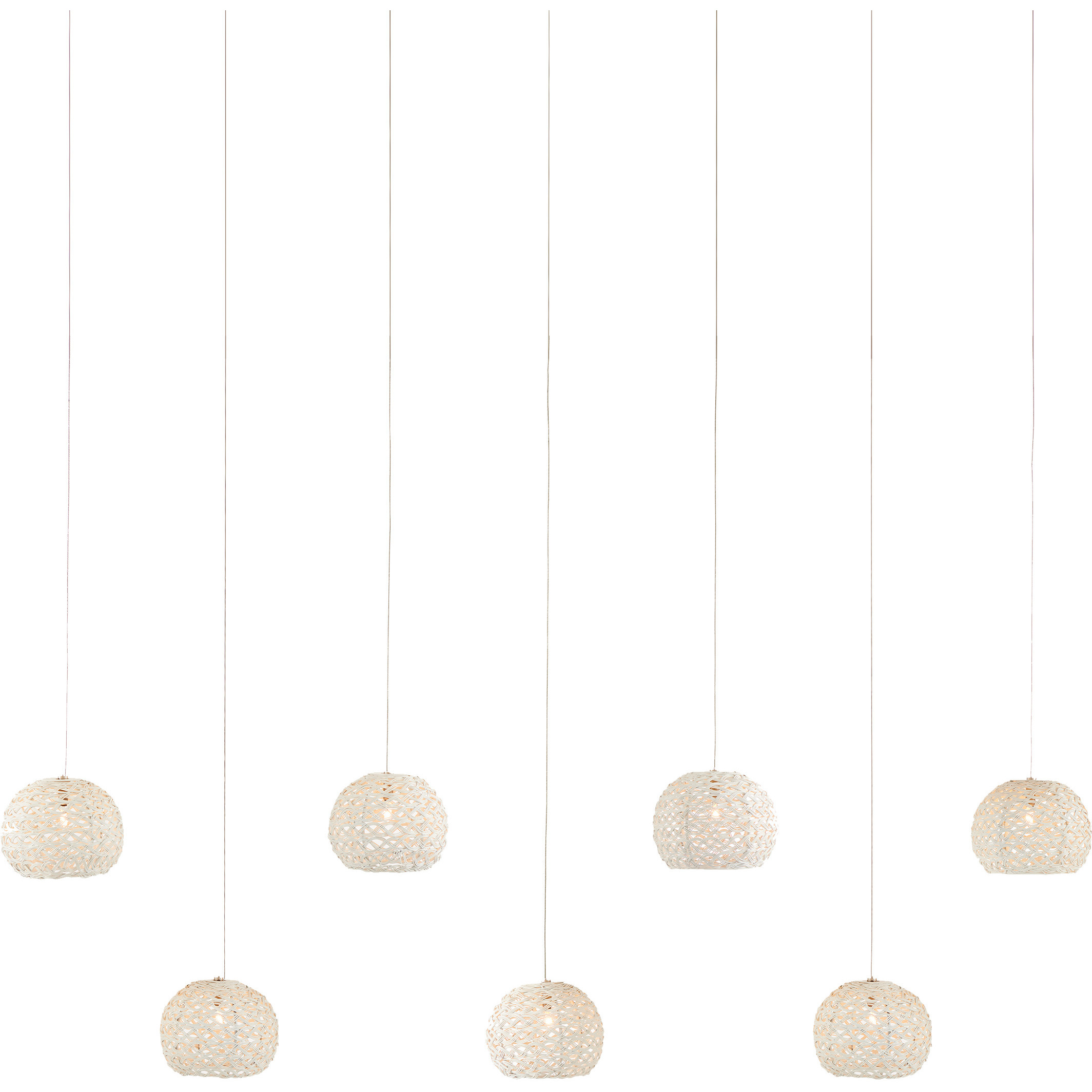 Piero 7 Light 60 inch Silver Multi-Drop Linear Pendant Ceiling Light