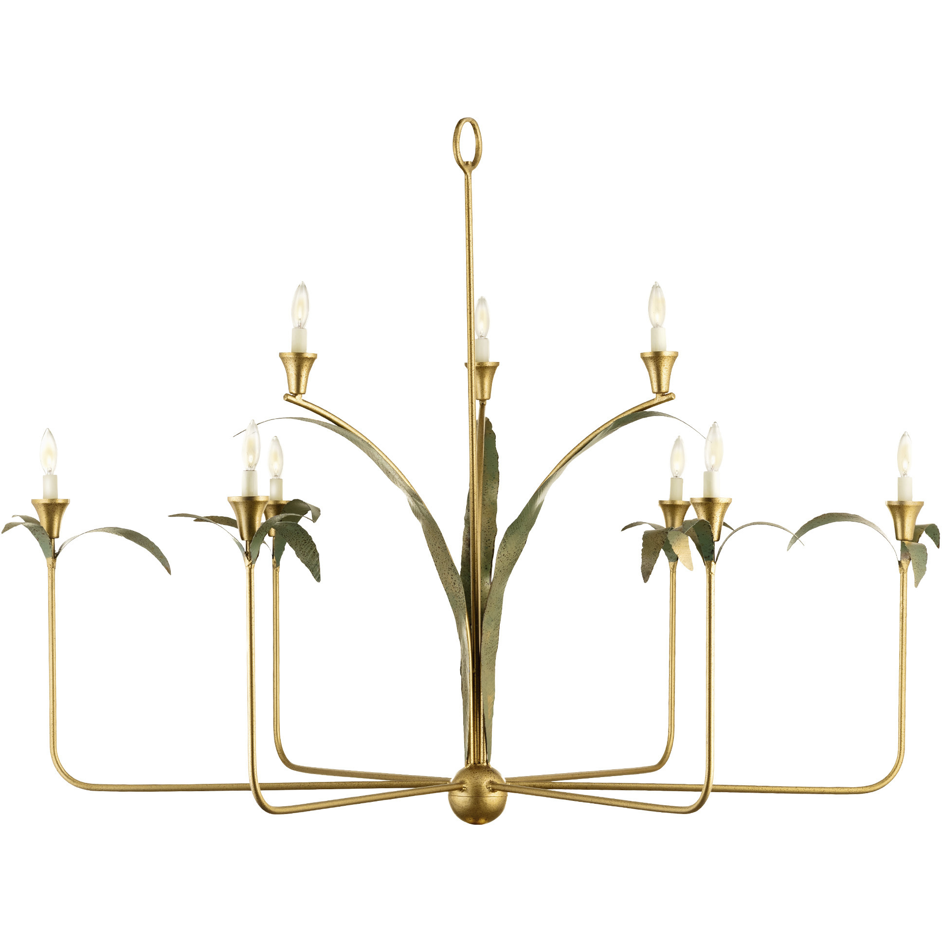 New Traditional 9 Light Spartina Gold and Palmetto Chandelier Ceiling Light