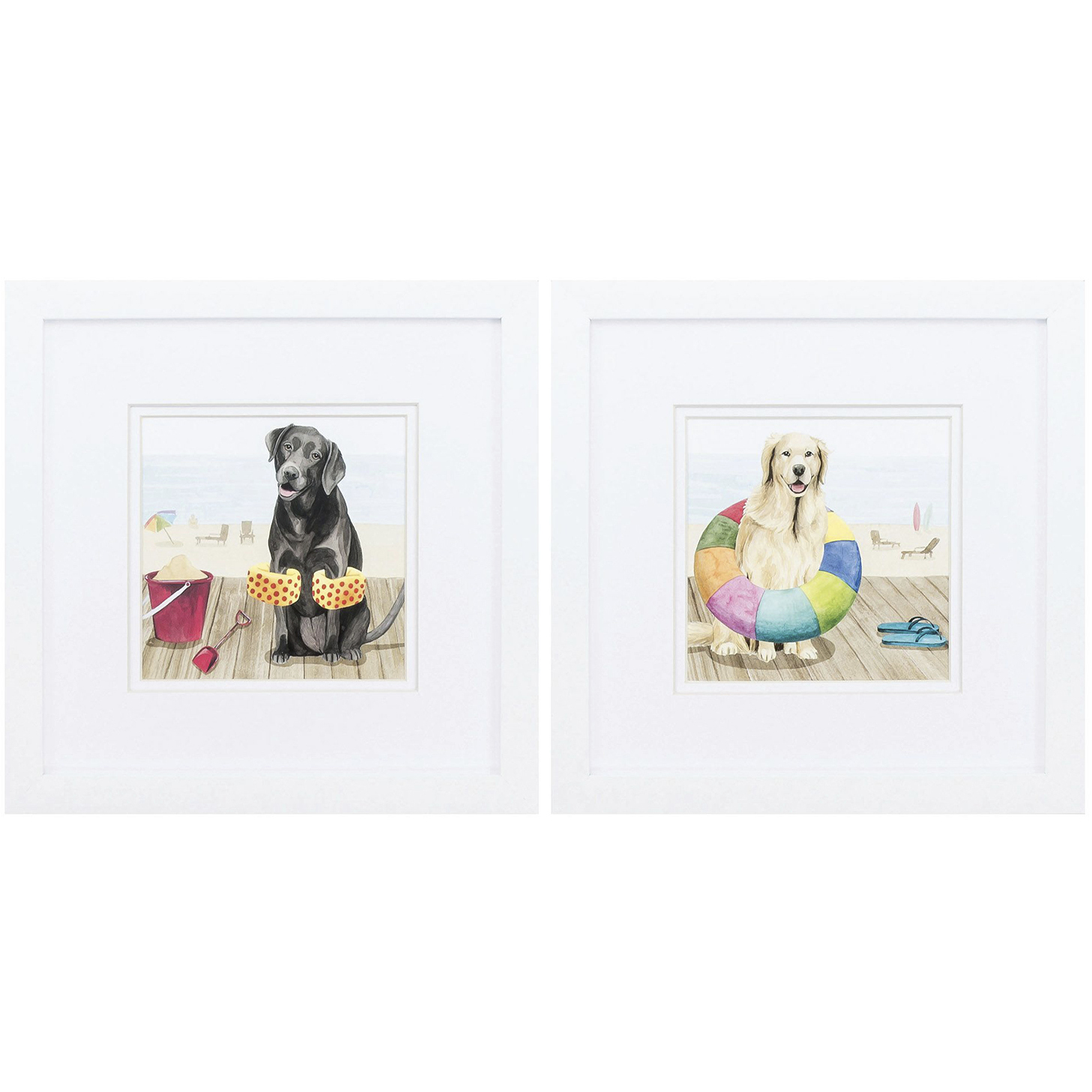 Lets Go Boardwalk Blue and Brown Framed Art, Propac