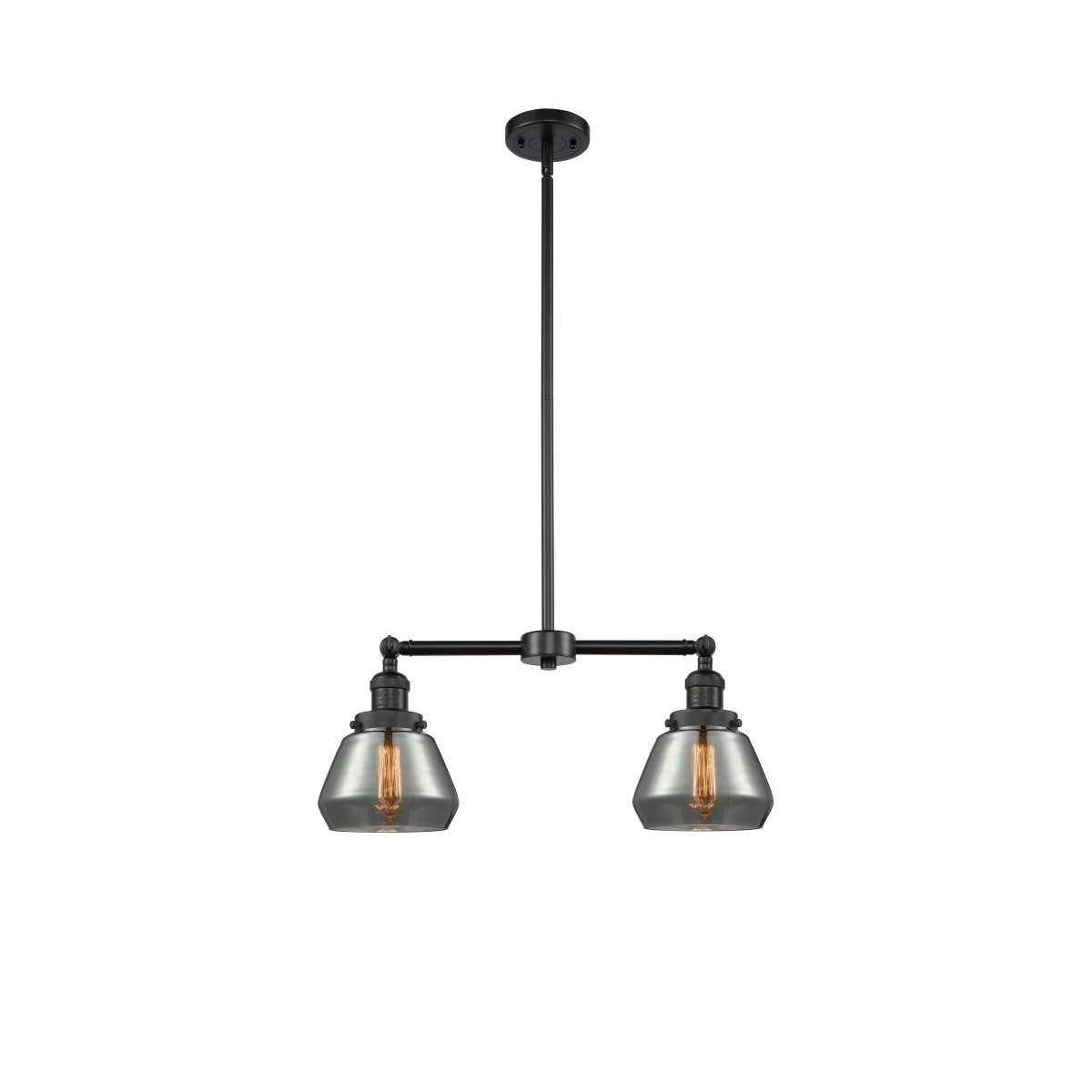 Franklin Restoration Fulton 2 Light 21 inch Matte Black Chandelier Ceiling Light in Plated Smoke Glass, Franklin Restoration