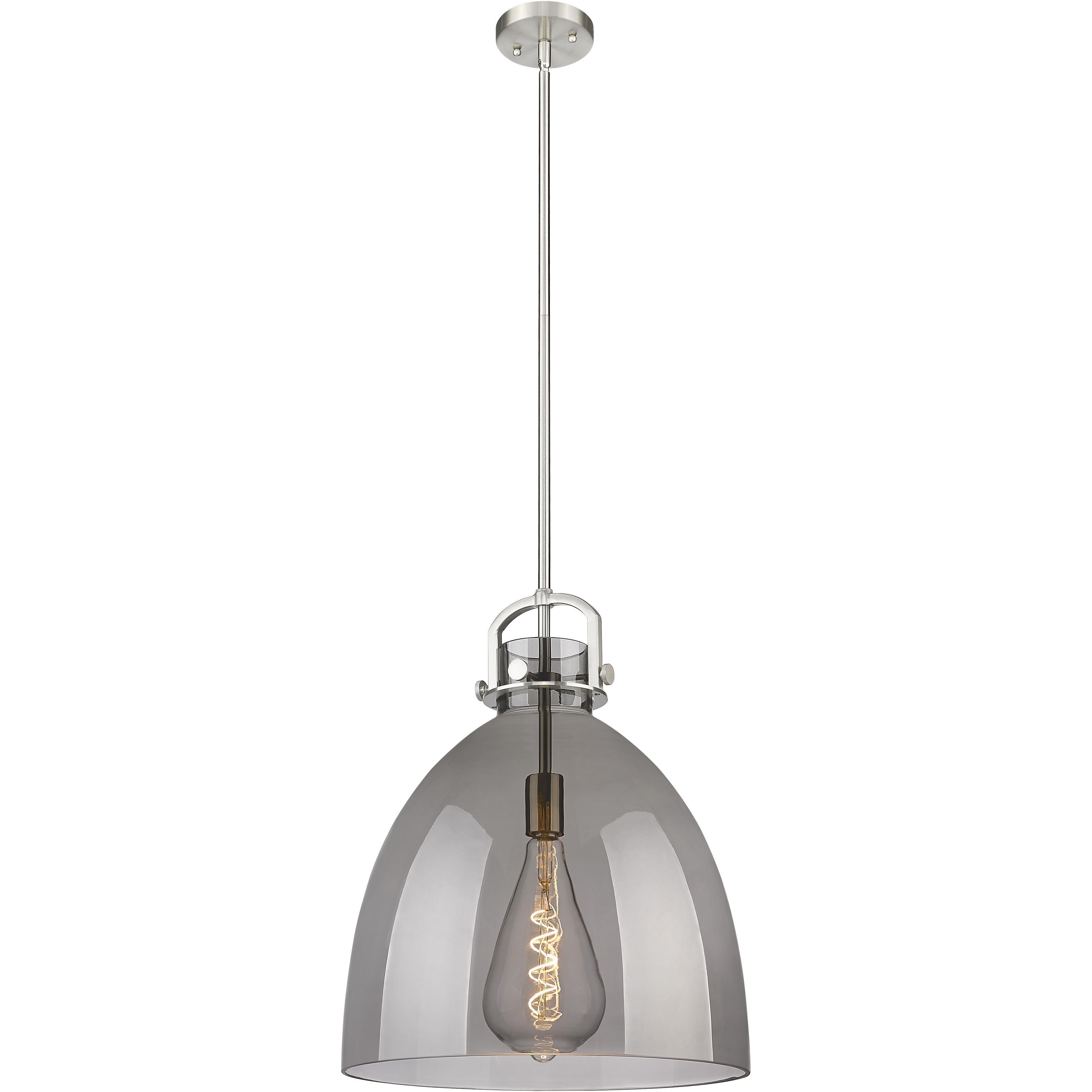 Newton Bell 1 Light 16 inch Satin Nickel Pendant Ceiling Light in Light Smoke Glass