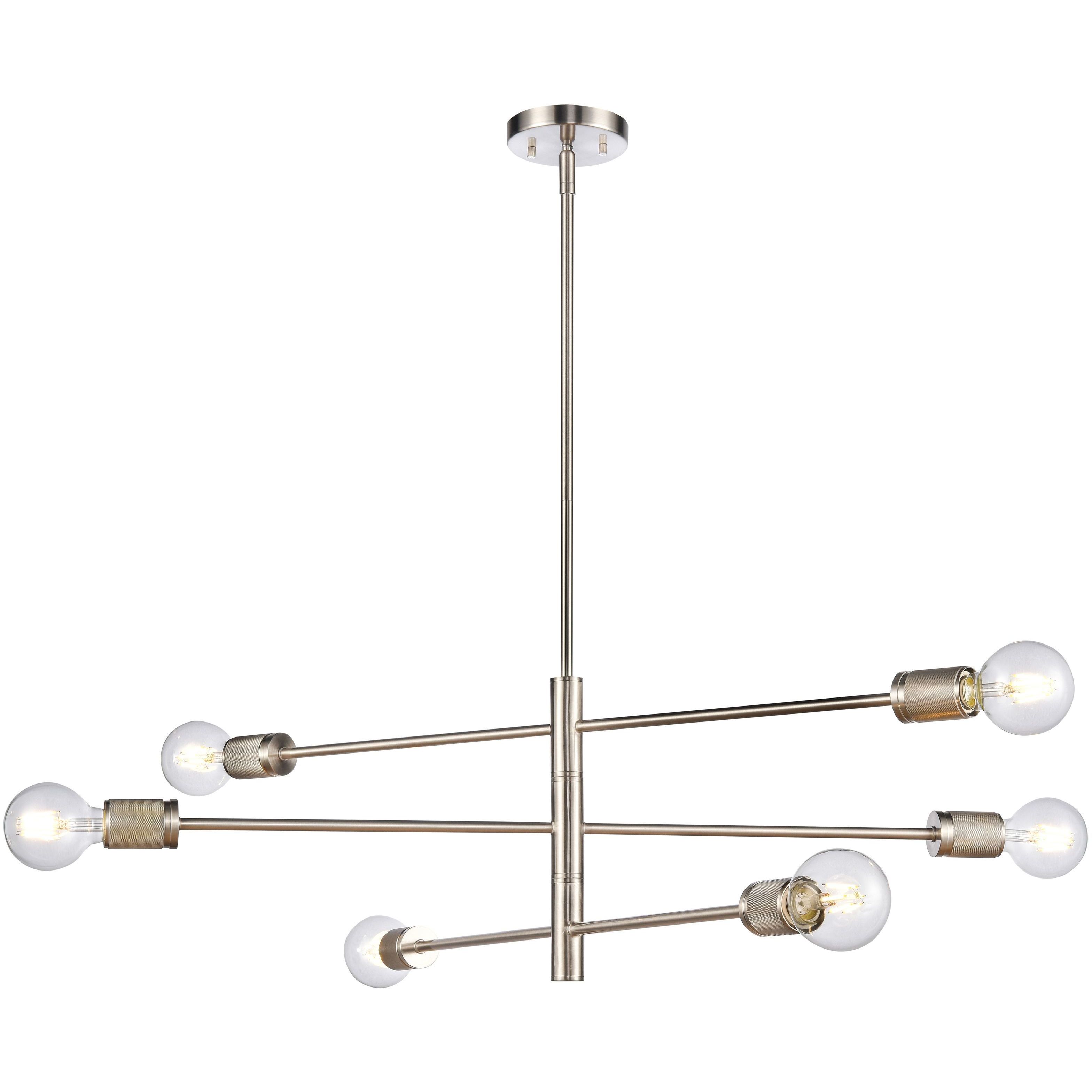 Module 6 Light 34 inch Satin Nickel Chandelier Ceiling Light