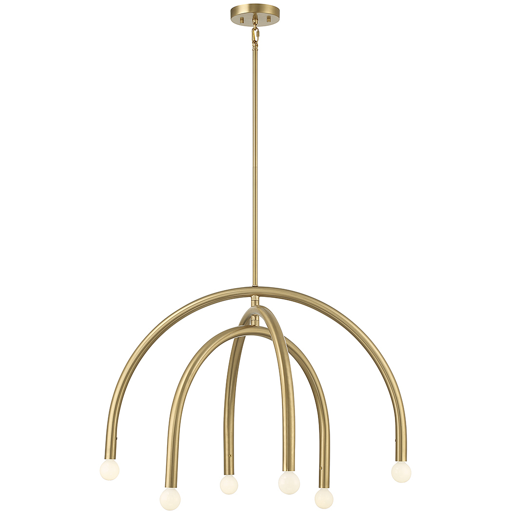 Stella 6 Light 30 inch Natural Brass Chandelier Ceiling Light