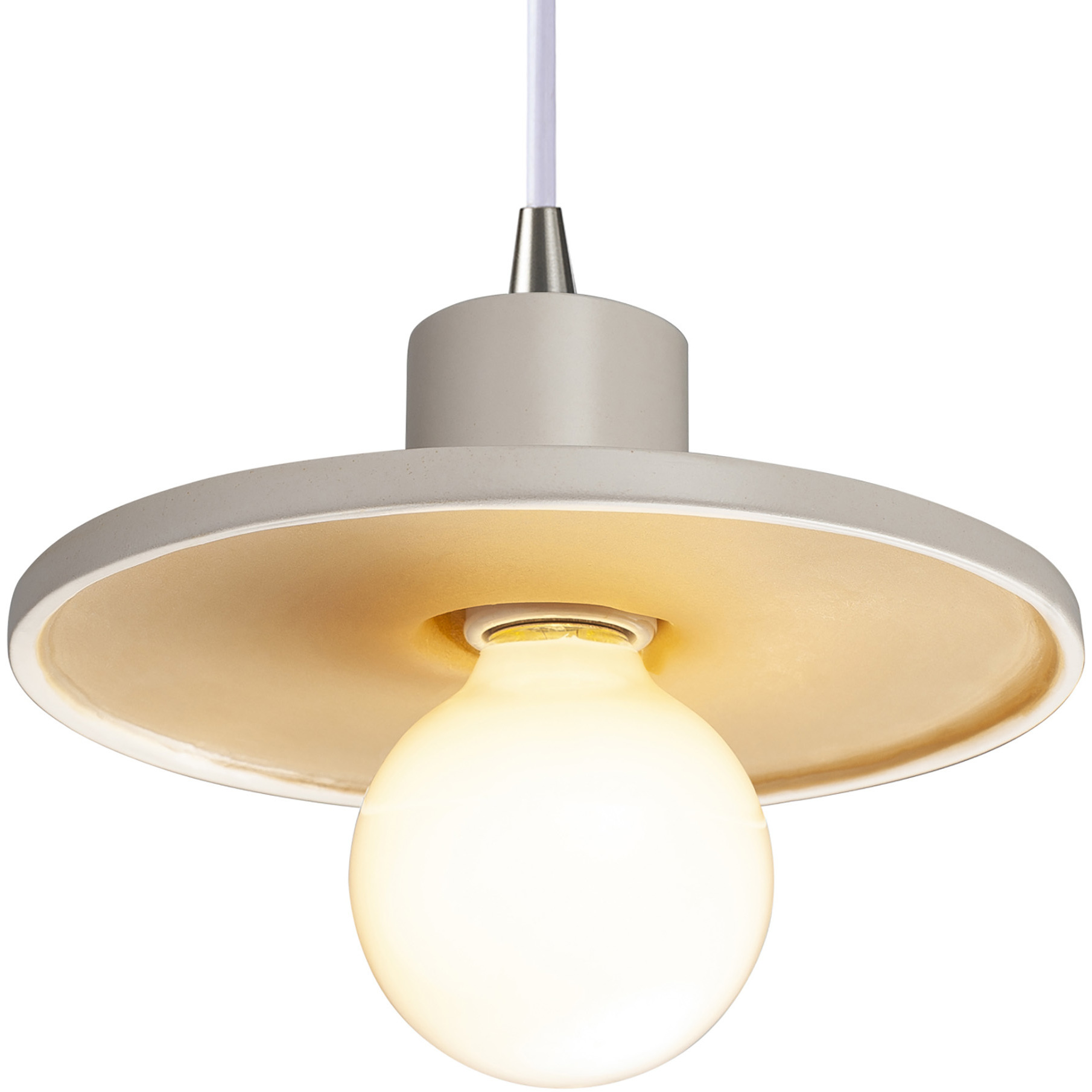 Radiance Collection - Saucer 1 Light 8 inch Matte White/Champagne Gold and Brushed Nickel Pendant Ceiling Light in White Cord, Form+Finish+Function