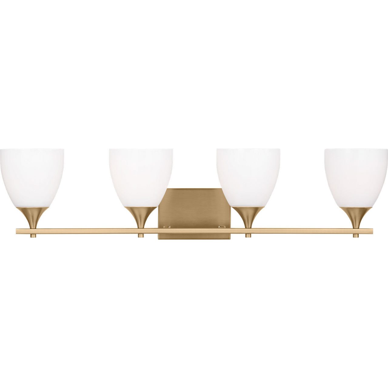 Drew & Jonathan Toffino 4 Light 36 inch Satin Brass Wall Bath Fixture Wall Light in Milk Glass