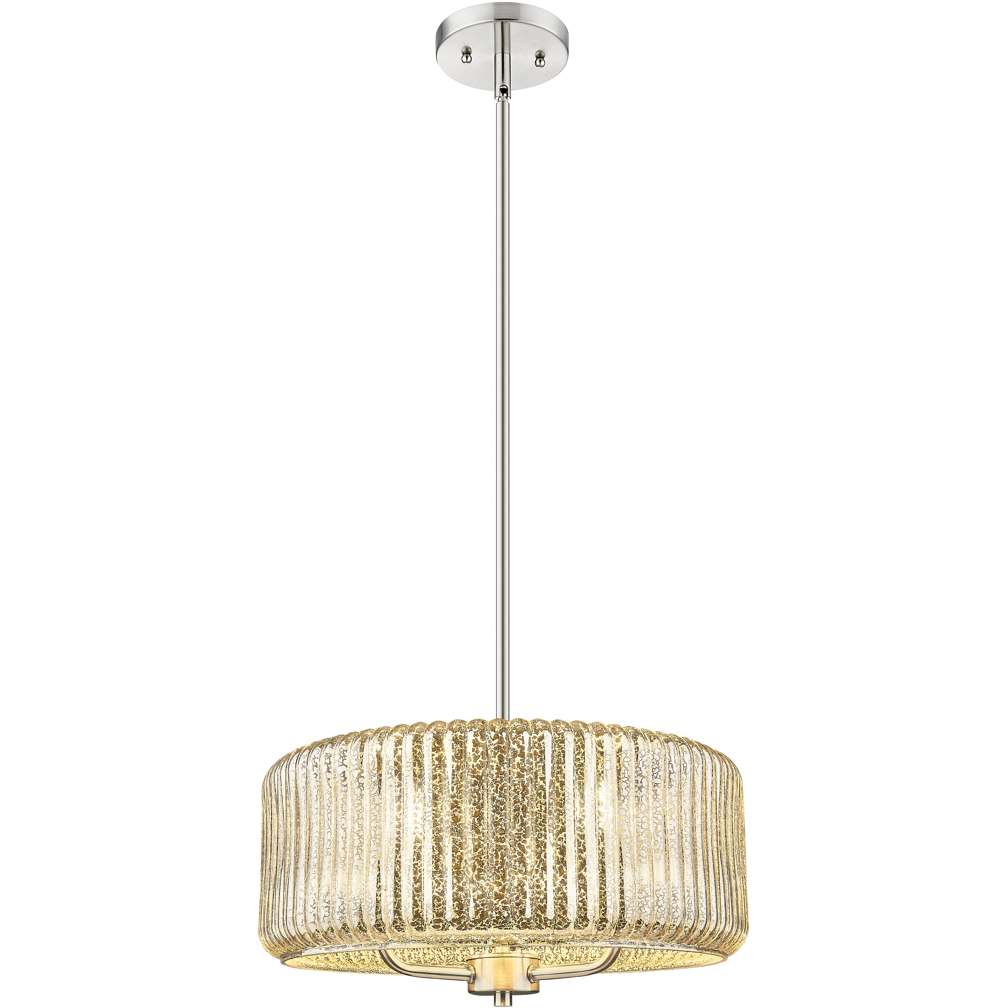 Windsor 3 Light 16 inch Brushed Satin Nickel Pendant Ceiling Light in Mercury Glass
