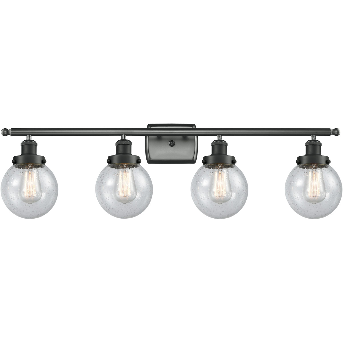 Ballston Beacon LED 36 inch Matte Black Bath Vanity Light Wall Light in Seedy Glass, Ballston