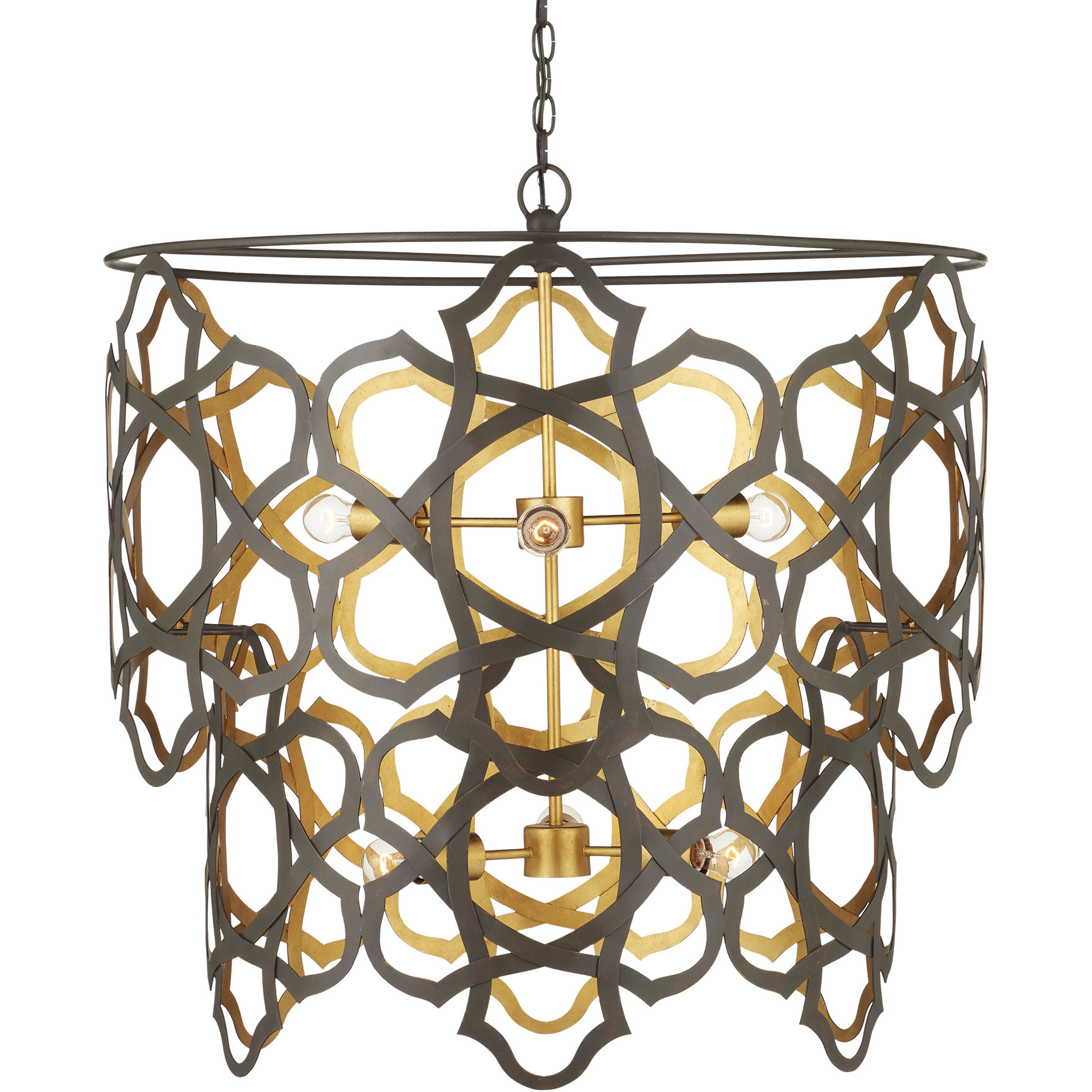 Mauresque 6 Light 32.25 inch Bronze Gold and Contemporary Gold Leaf Chandelier Ceiling Light