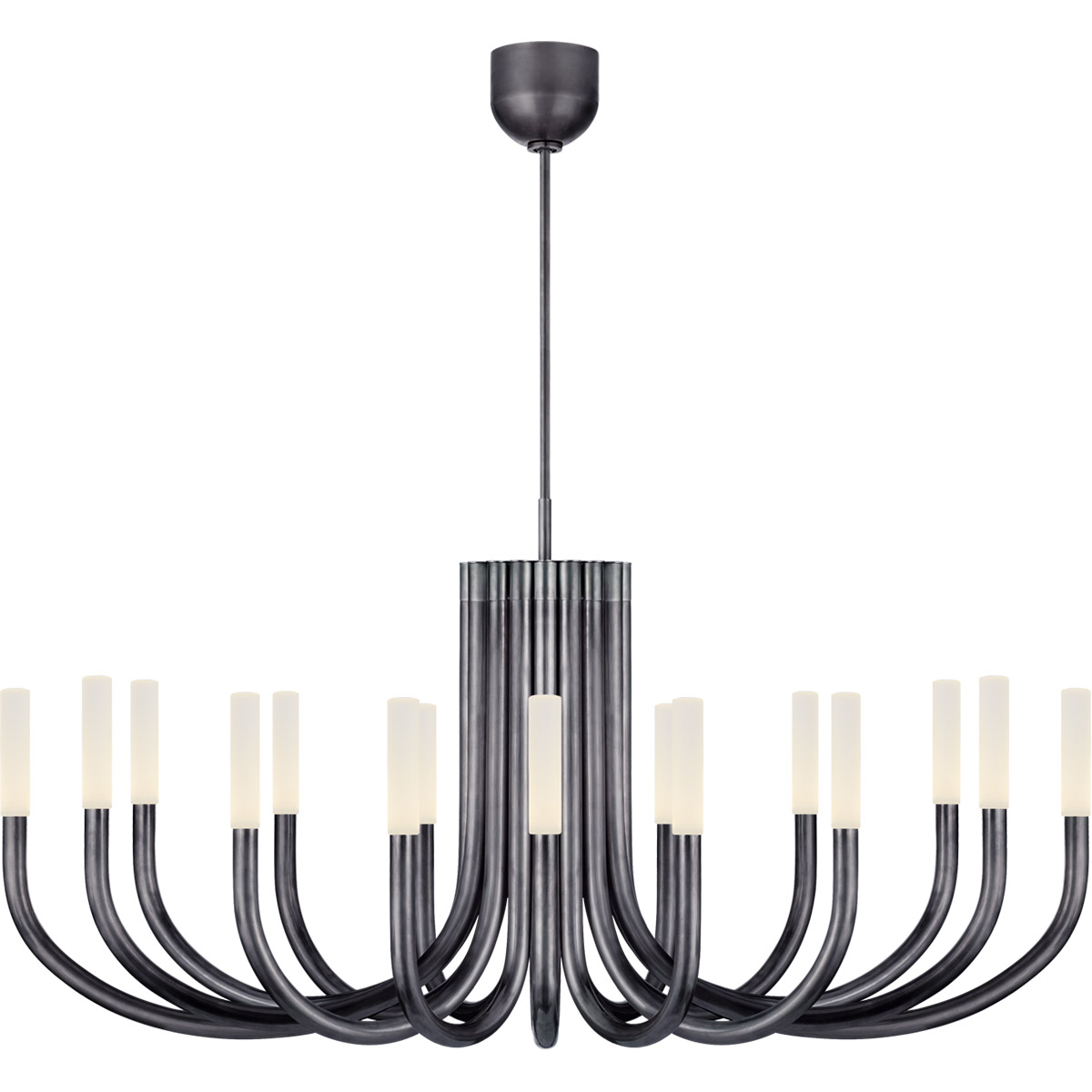Kelly Wearstler Rousseau LED 50 inch Bronze Chandelier Ceiling Light in Etched Crystal, Large