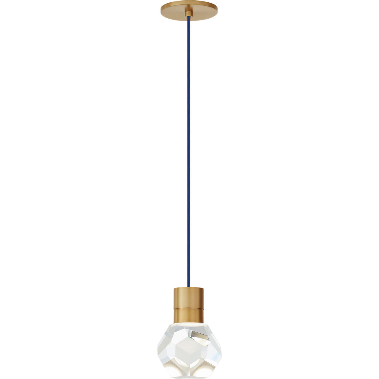 Sean Lavin Kira LED 7.1 inch Natural Brass Line-Voltage Pendant Ceiling Light in LED 90 CRI 3000K, Blue Cord