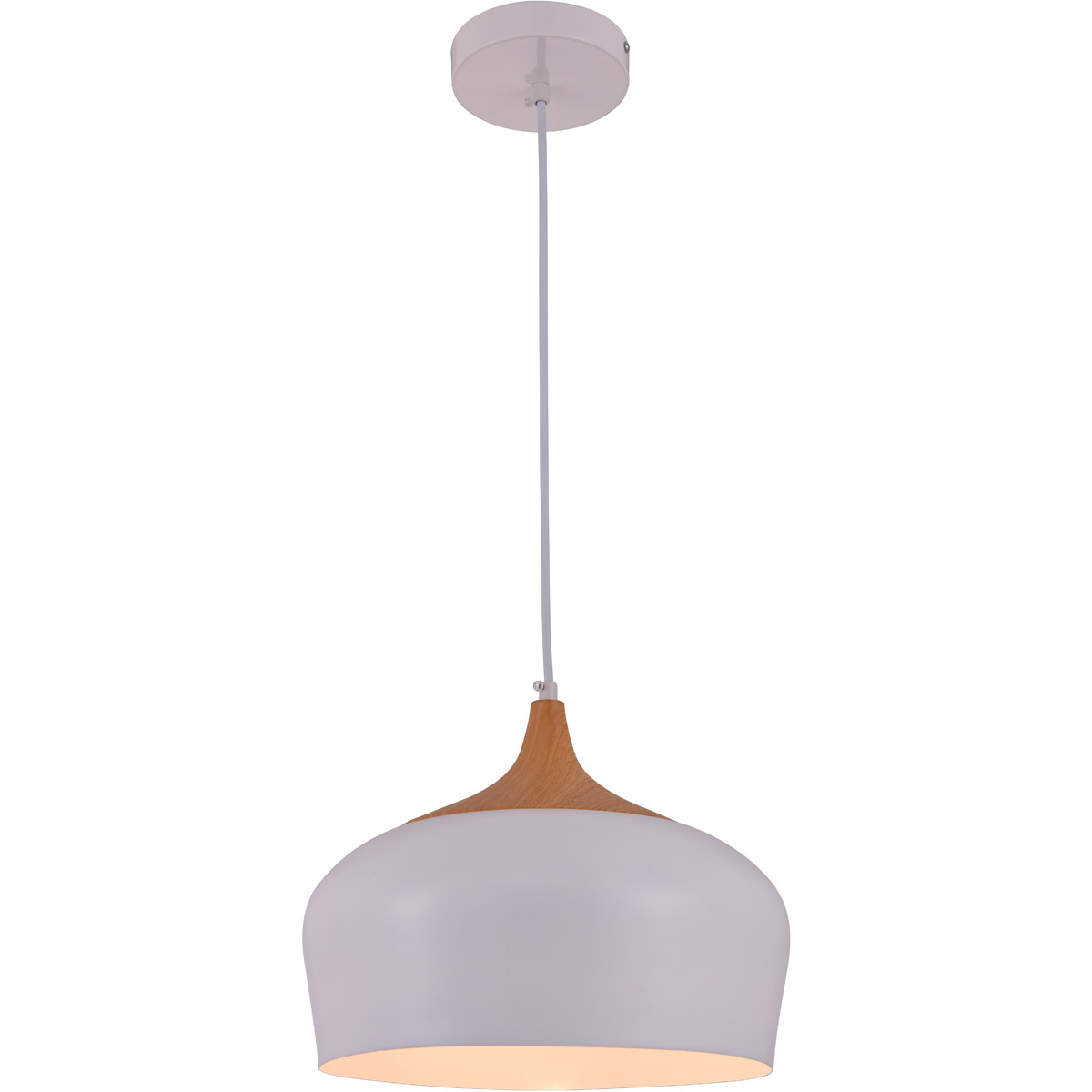 Nora 1 Light 11.5 inch White and Natural Wood Pendant Ceiling Light