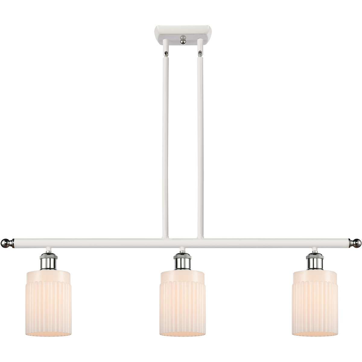 Ballston Hadley 3 Light 36 inch White and Polished Chrome Island Light Ceiling Light in Matte White Glass, Ballston