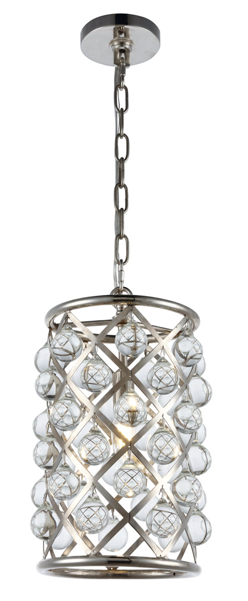 Madison 1 Light 8 inch Polished Nickel Pendant Ceiling Light, Urban Classic