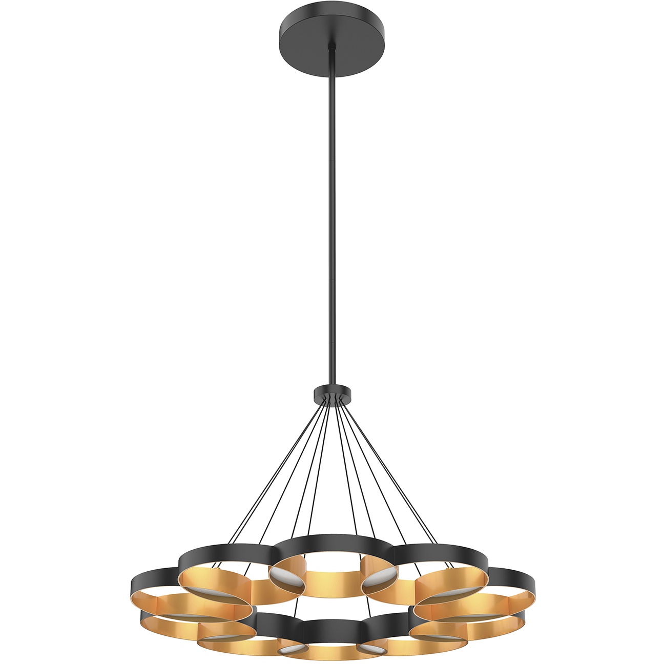 Maestro LED 32.25 inch Black and Gold Chandelier Ceiling Light