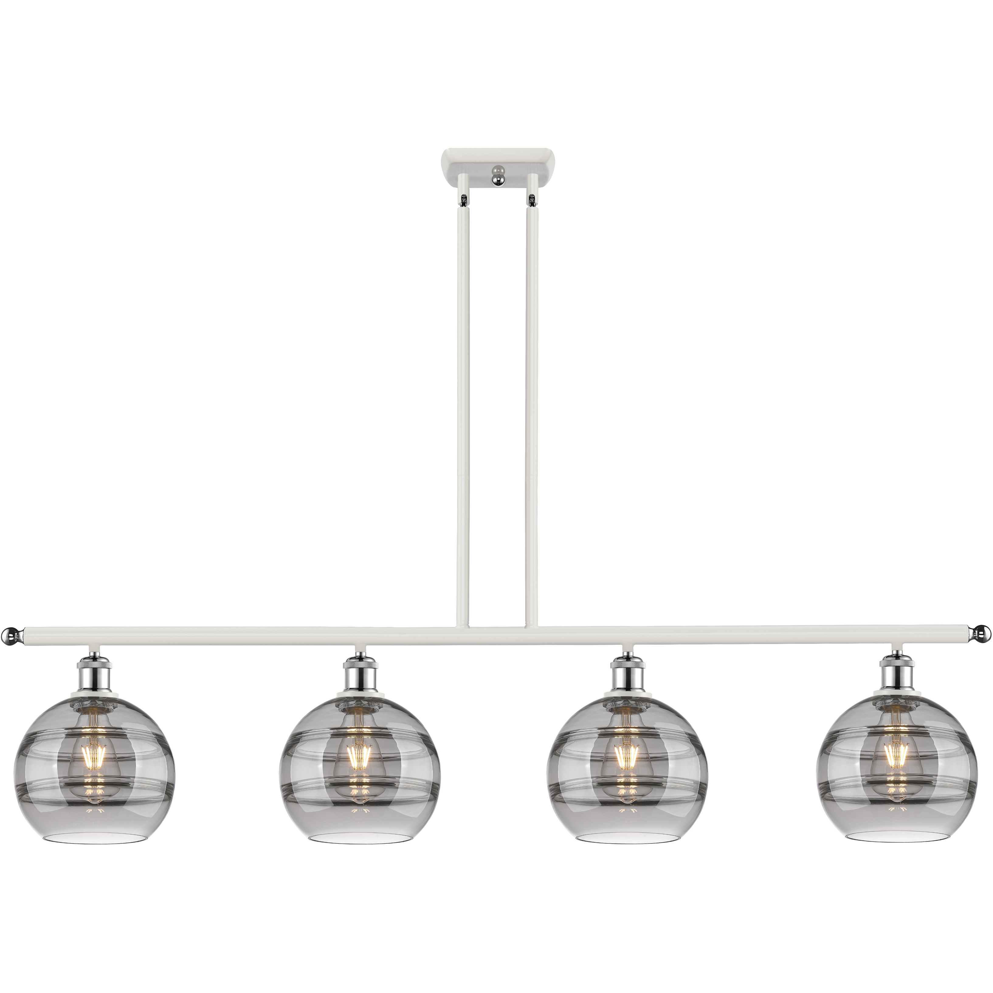 Ballston Rochester 4 Light 48 inch White Polished Chrome Stem Hung Island Light Ceiling Light