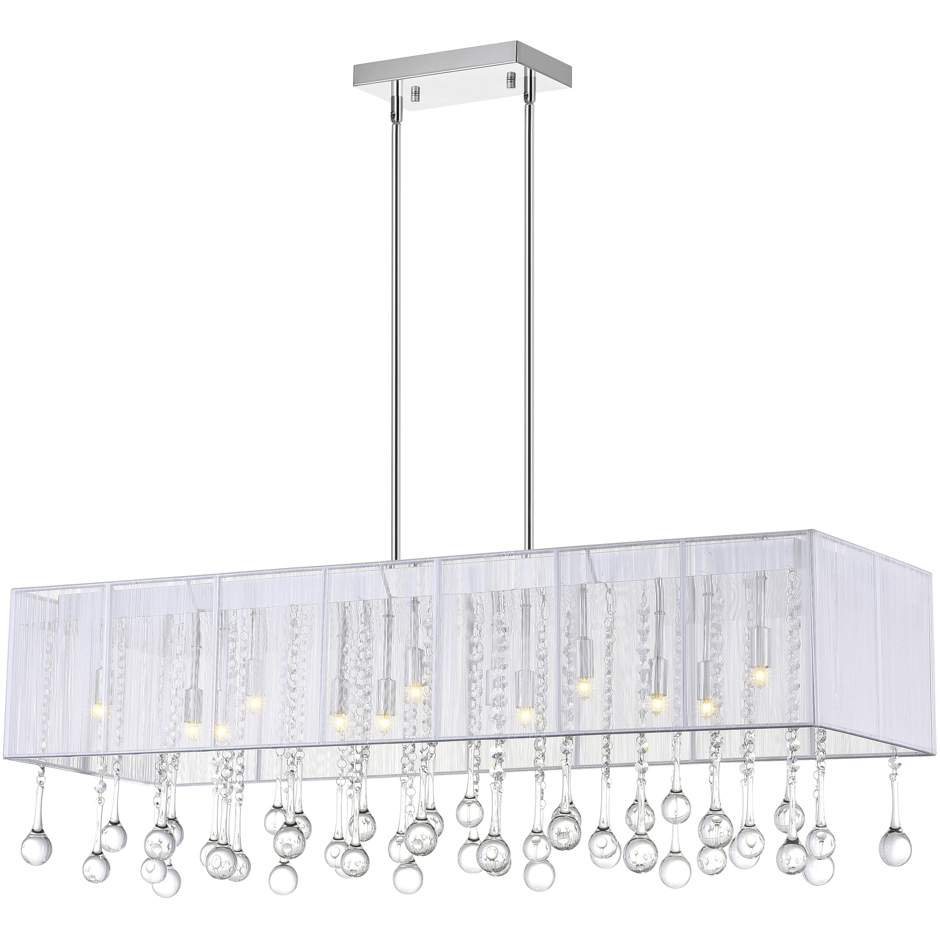 Water Drop 14 Light 40 inch Chrome Island/Pool Table Light Ceiling Light in White / Clear