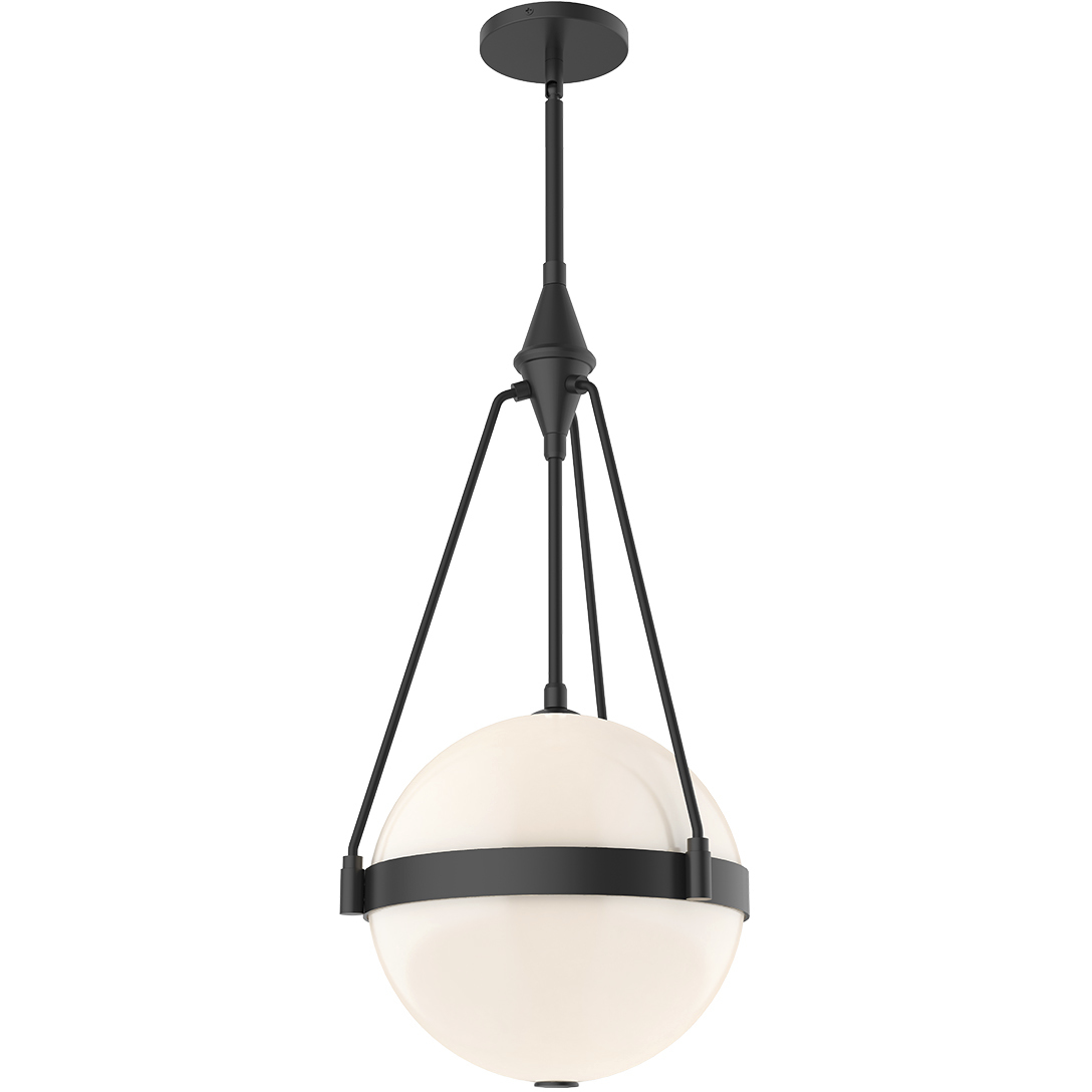Alora Mood Harmony Pendant Ceiling Light in Matte Black, Glossy Opal Glass