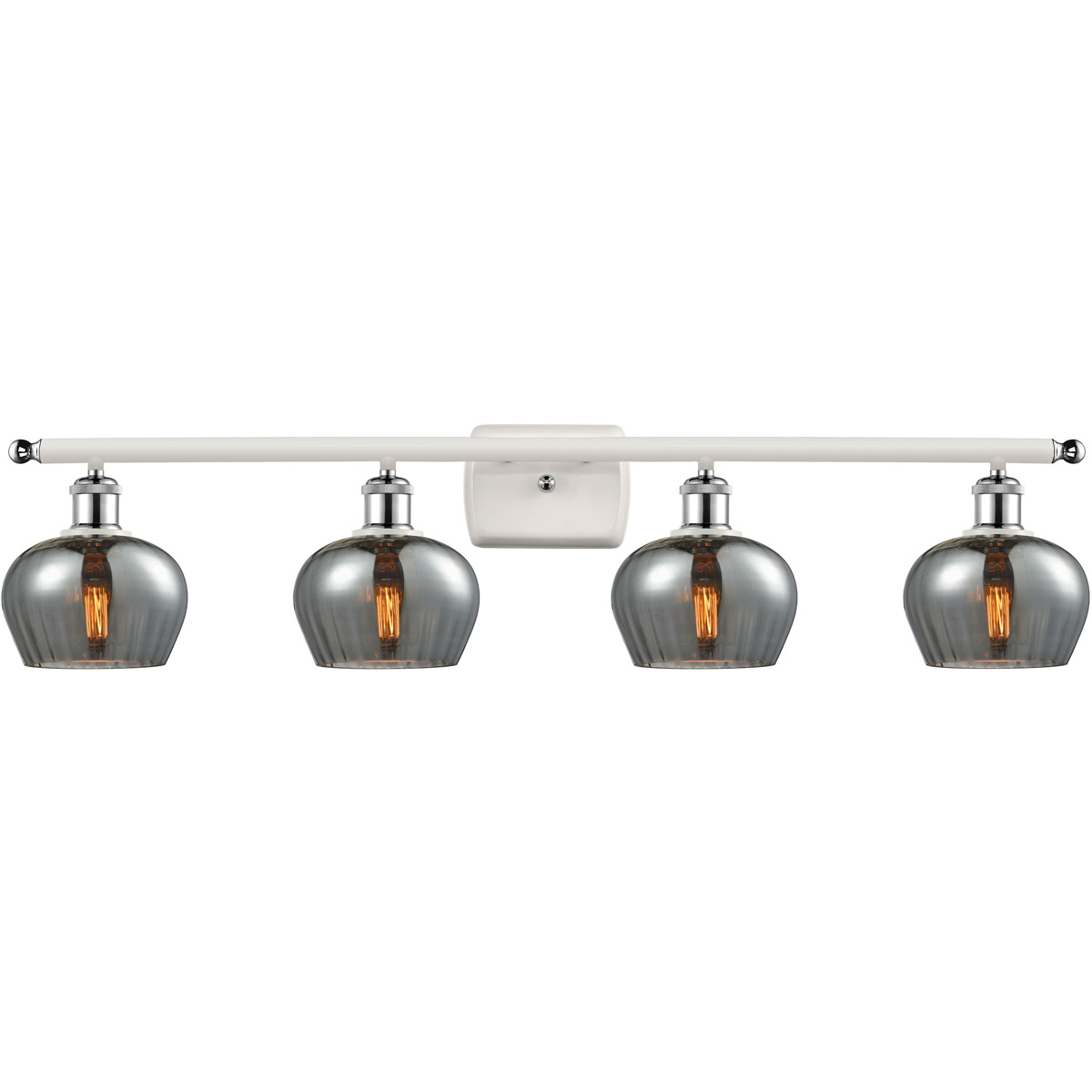 Ballston Fenton LED 36 inch White and Polished Chrome Bath Vanity Light Wall Light in Plated Smoke Glass, Ballston
