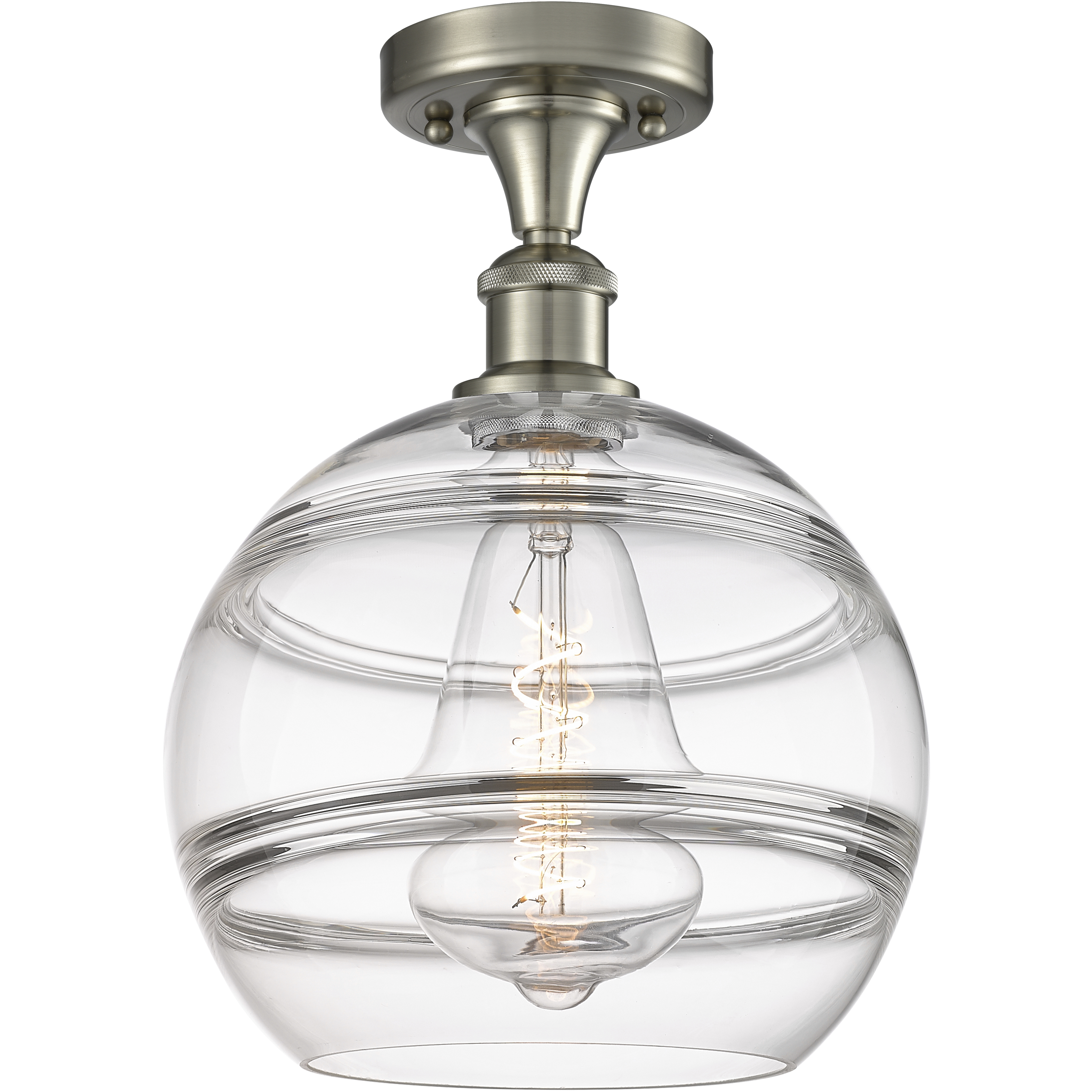 Edison Rochester 1 Light 10 inch Brushed Satin Nickel Semi-Flush Mount Ceiling Light