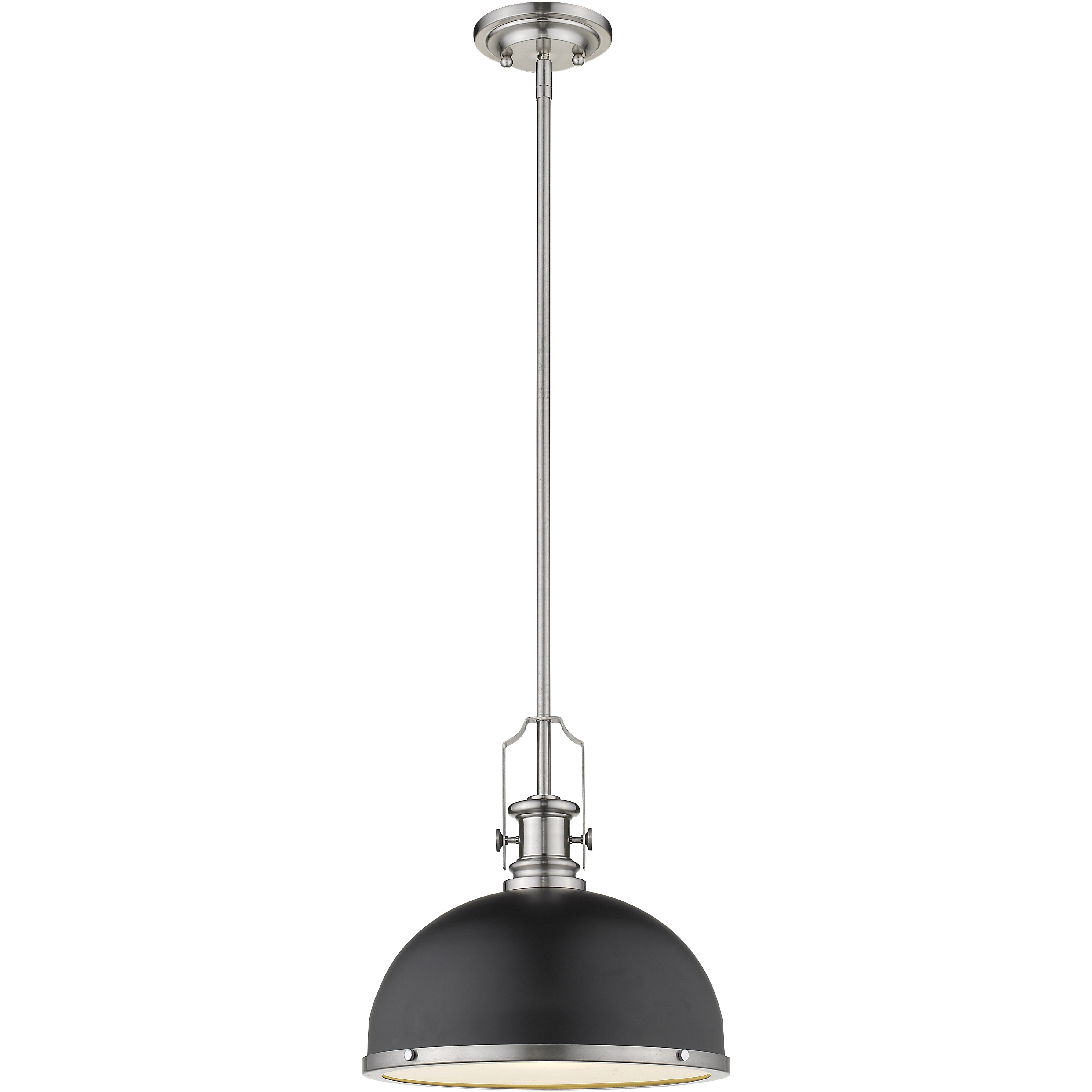 Melange 1 Light 13.25 inch Matte Black and Brushed Nickel Pendant Ceiling Light in Matte Black Metal and Glass