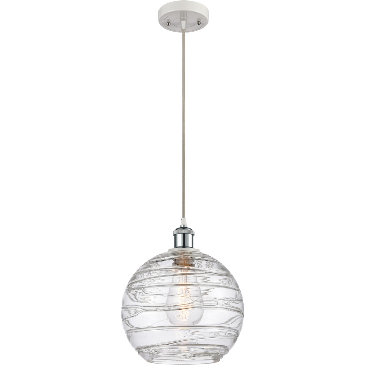 Ballston Large Deco Swirl LED 10 inch White and Polished Chrome Mini Pendant Ceiling Light, Ballston