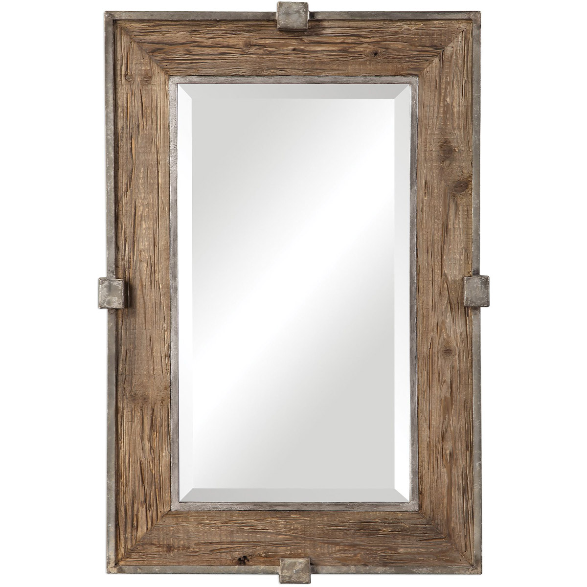 Siringo 37 X 25 inch Weathered Fir Wood with Burnished Silver Iron Wall Mirror