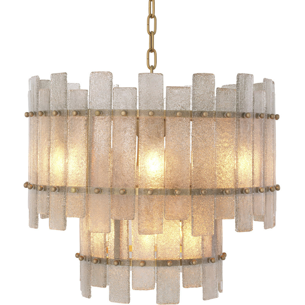 Caprera 10 Light 22.44 inch Antique Brass and Hand Blown Glass Chandelier Ceiling Light