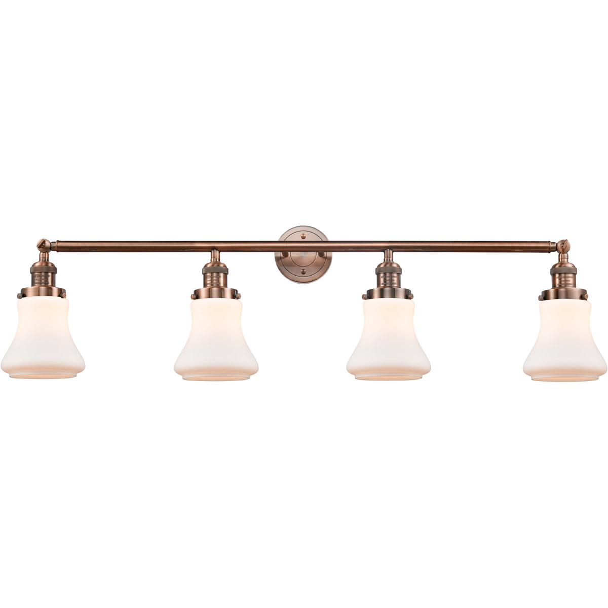 Franklin Restoration Bellmont LED 42 inch Antique Copper Bath Vanity Light Wall Light in Matte White Glass, Franklin Restoration